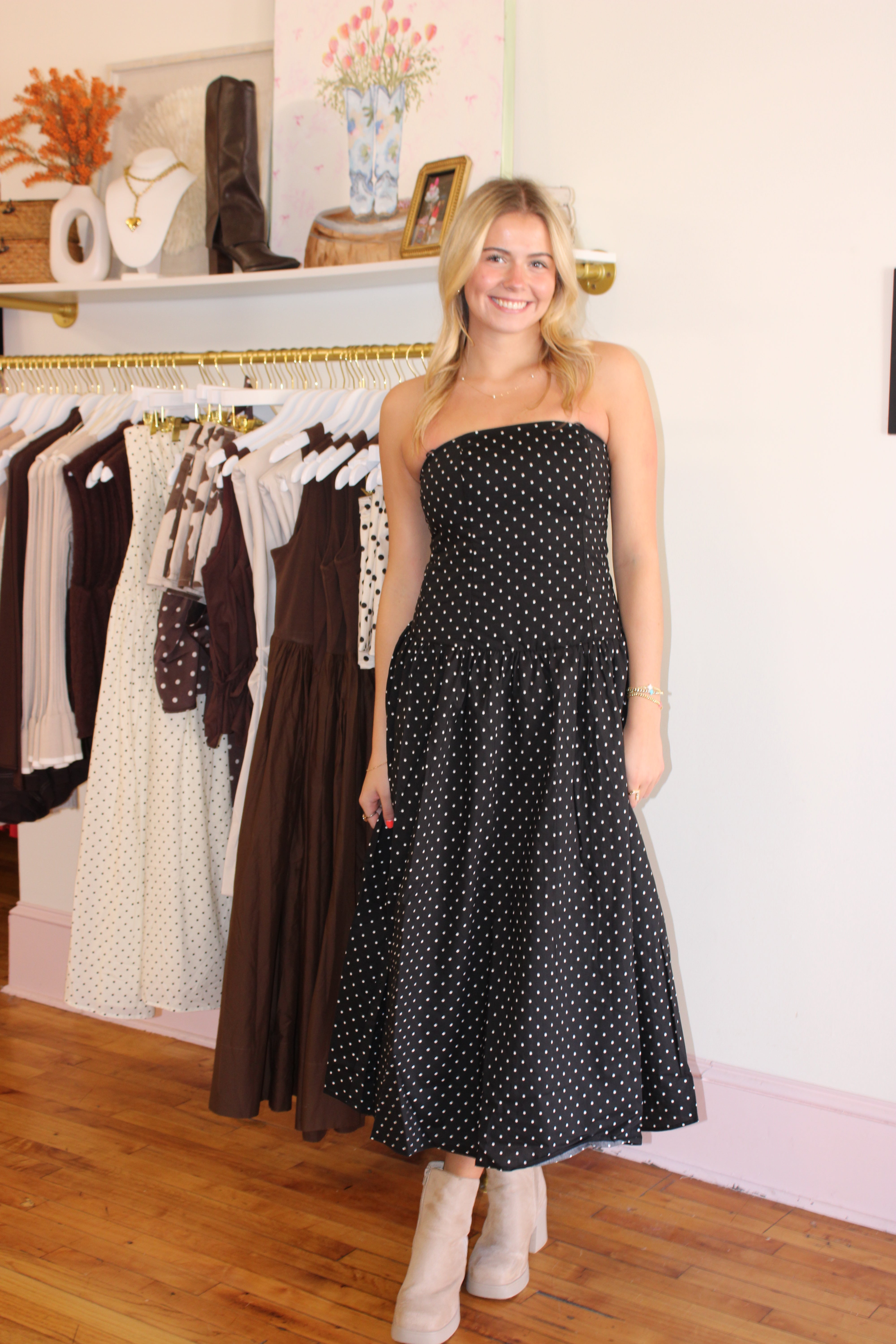Meant For You Maxi Dress - Black Polka Dot