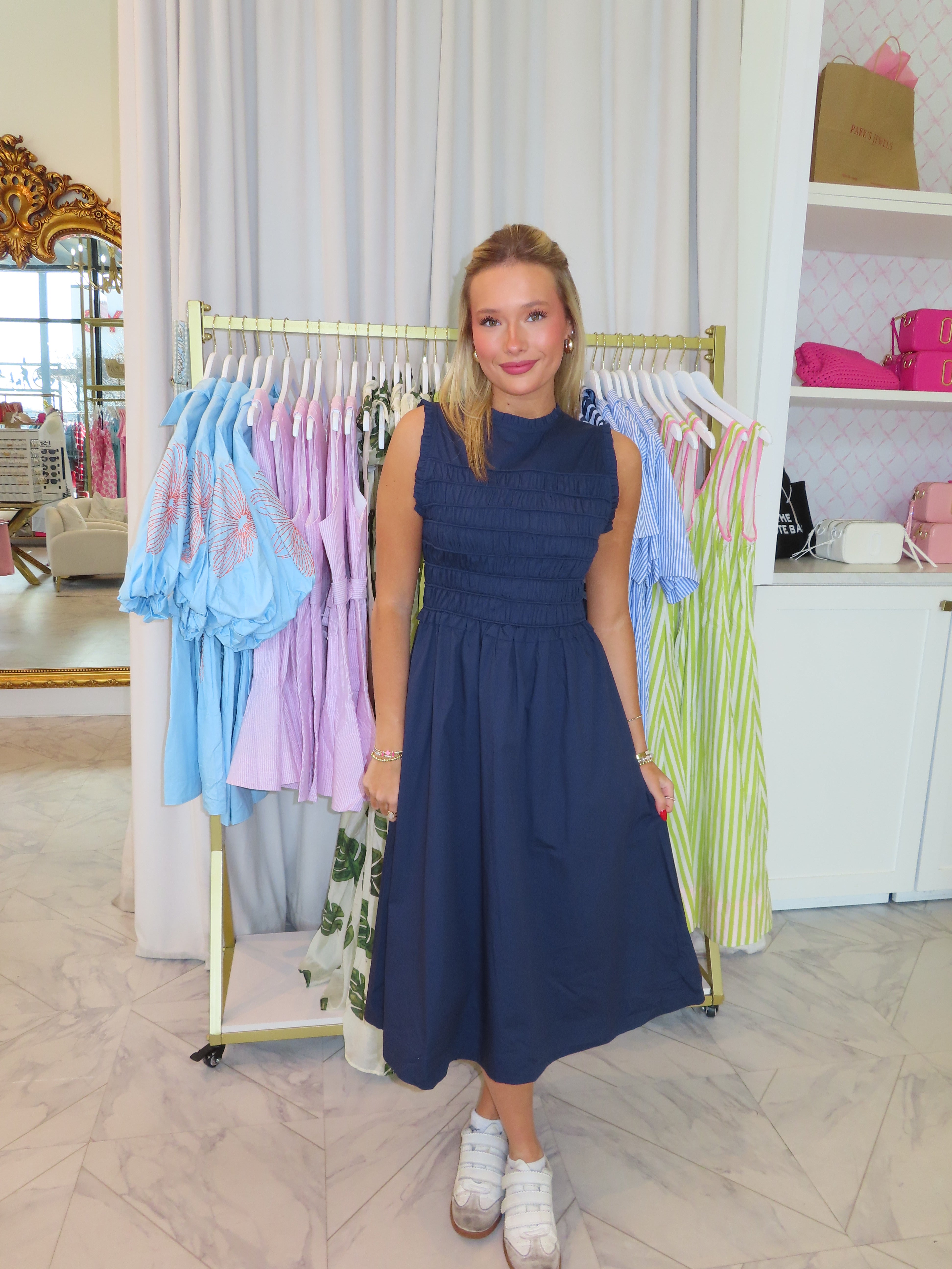 Lizzie Midi Dress - Navy