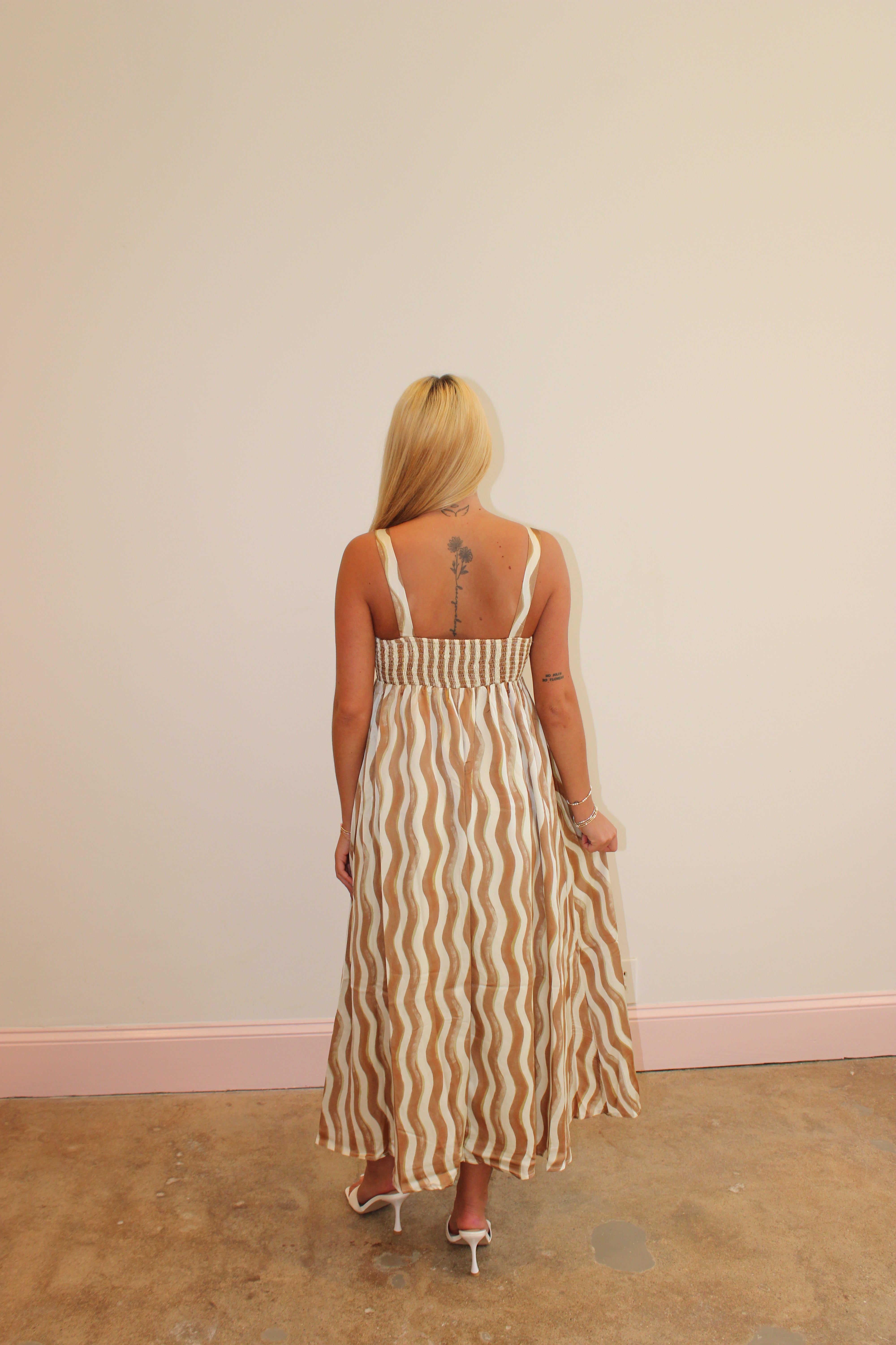 Malea Satin Midi Dress - Cream