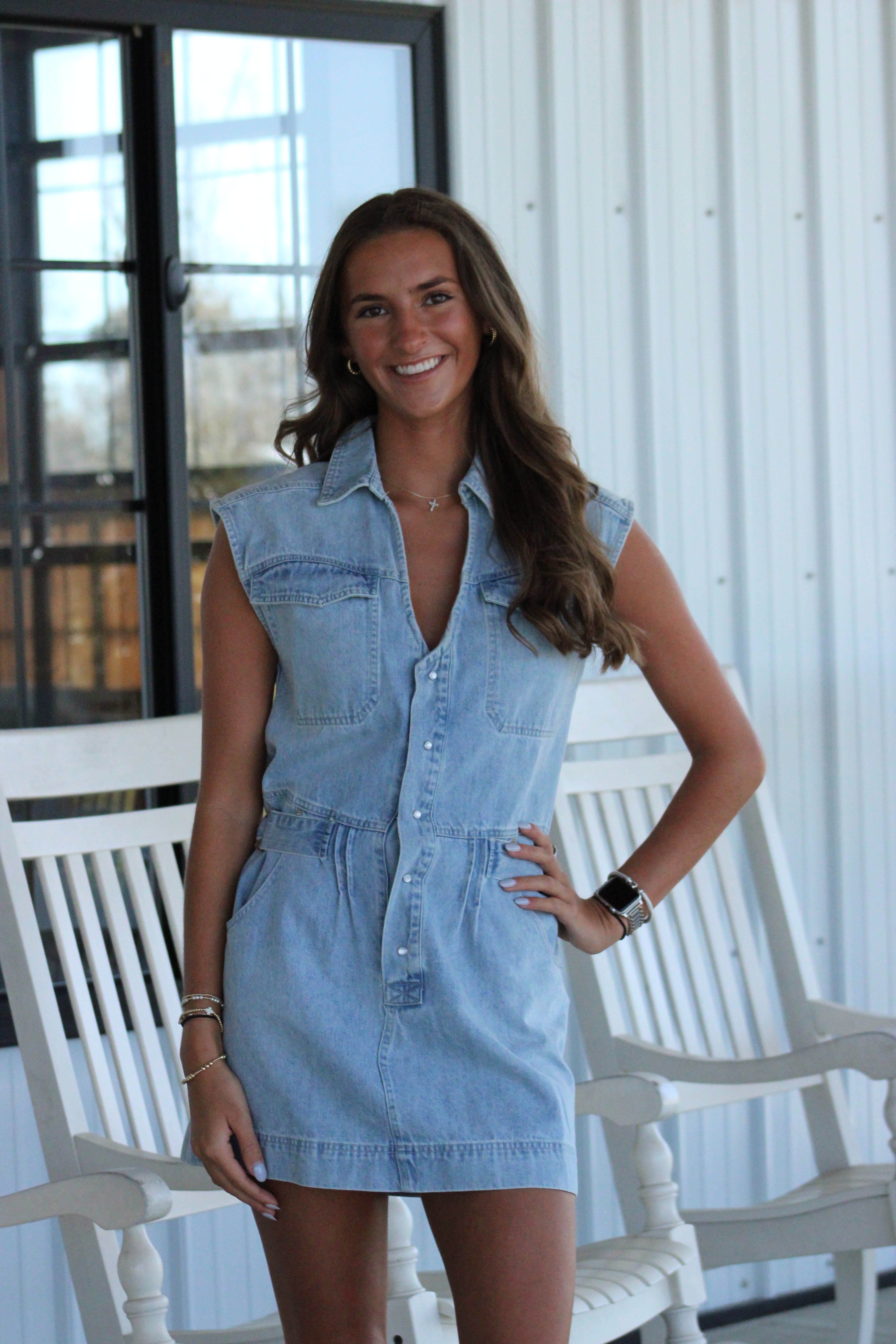 Adeline Sleeveless Denim Dress