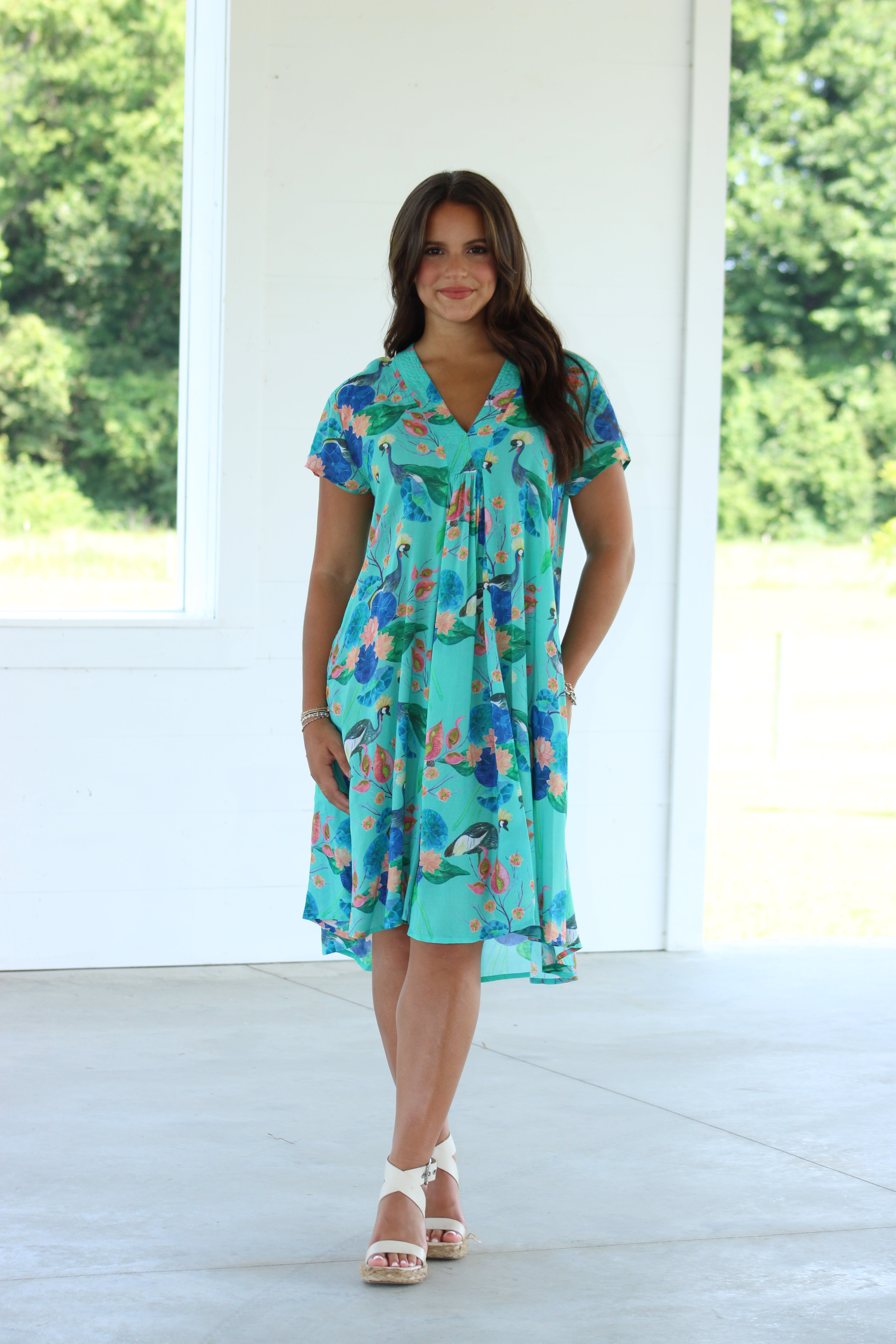 Birds Of A Feather Midi Dress - Blue