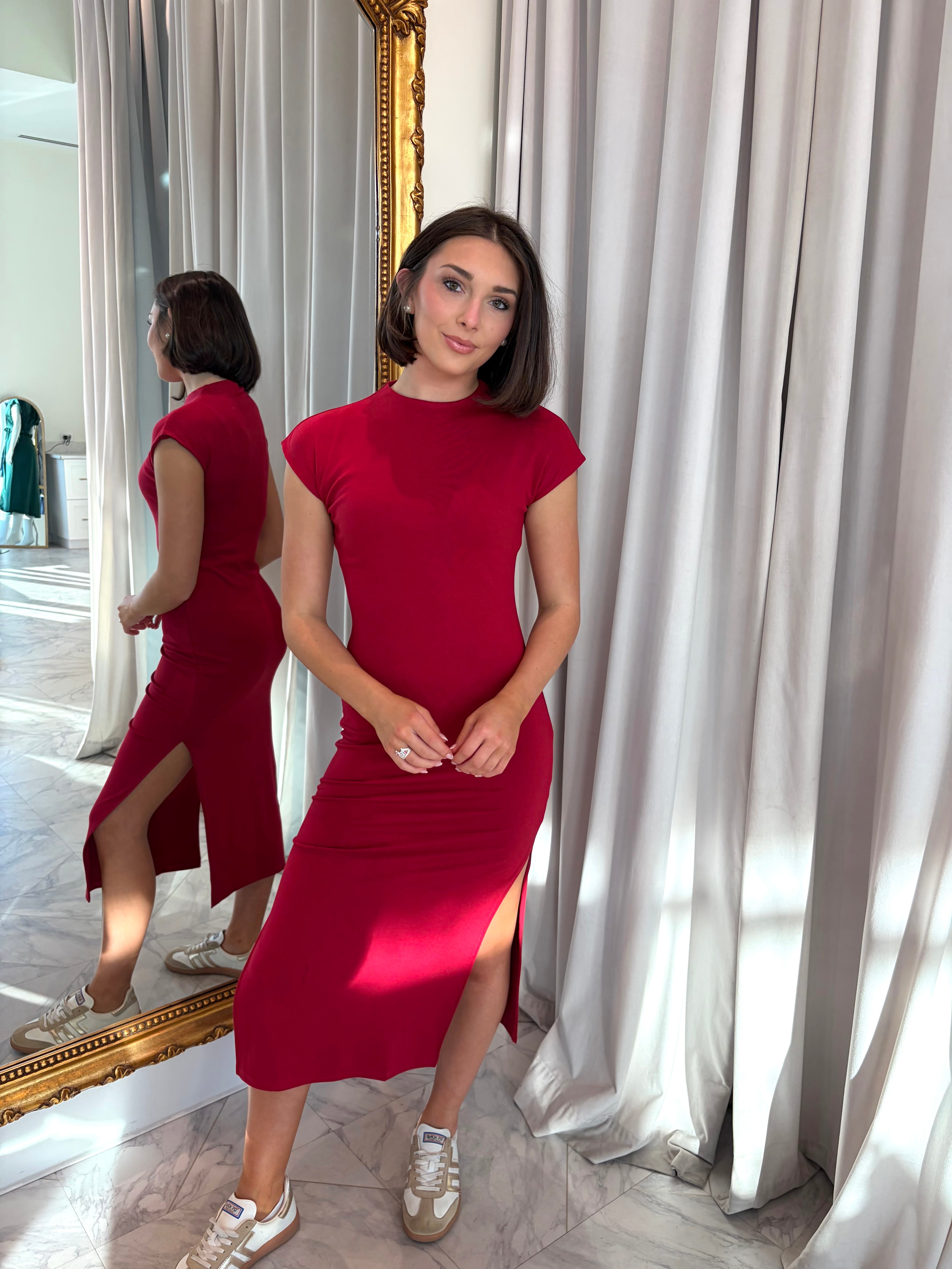 Could Be Us Midi Dress - Red