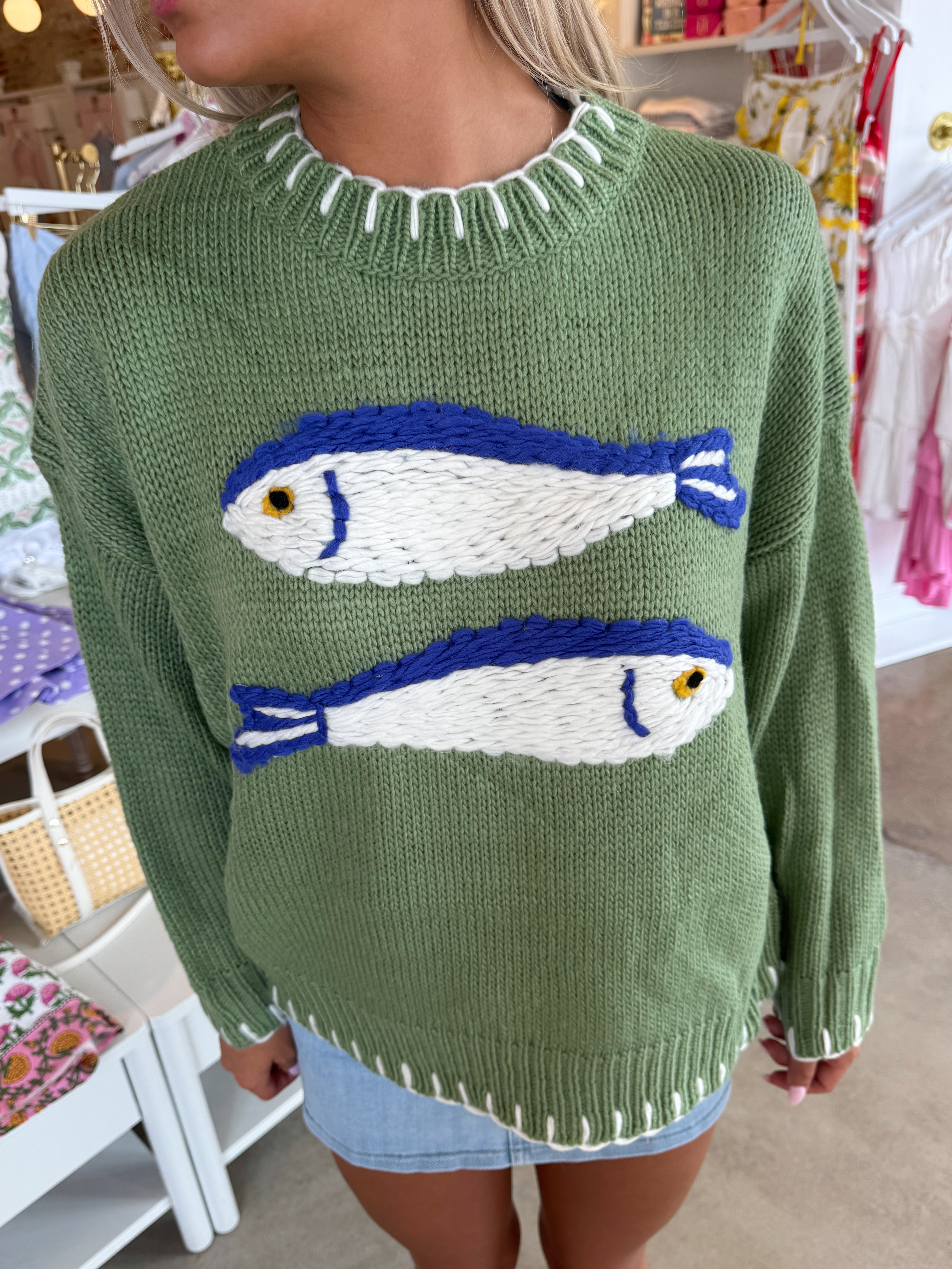 Fresh Catch Lightweight Sweater - Green