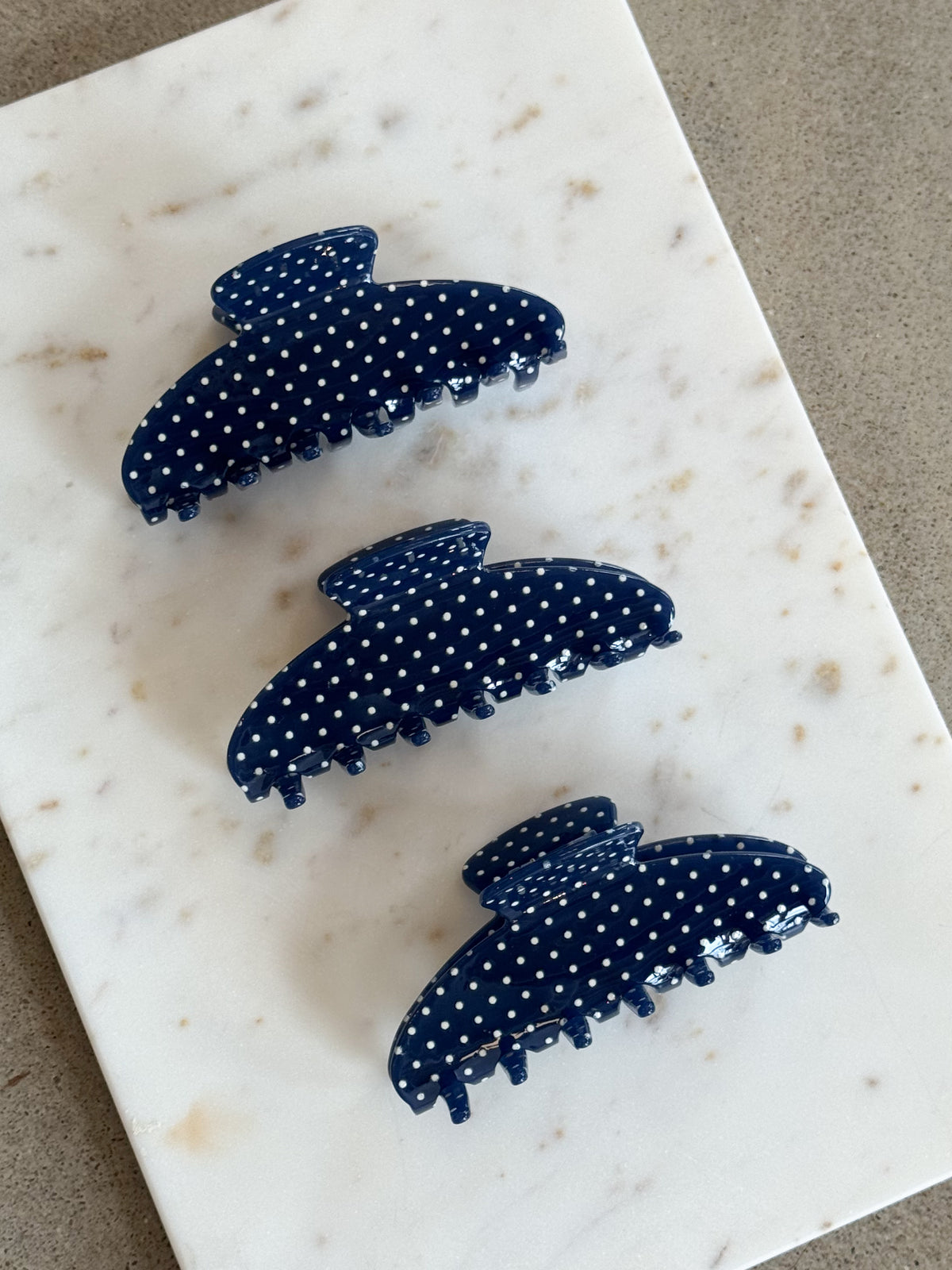 Navy polka dot Hair claw