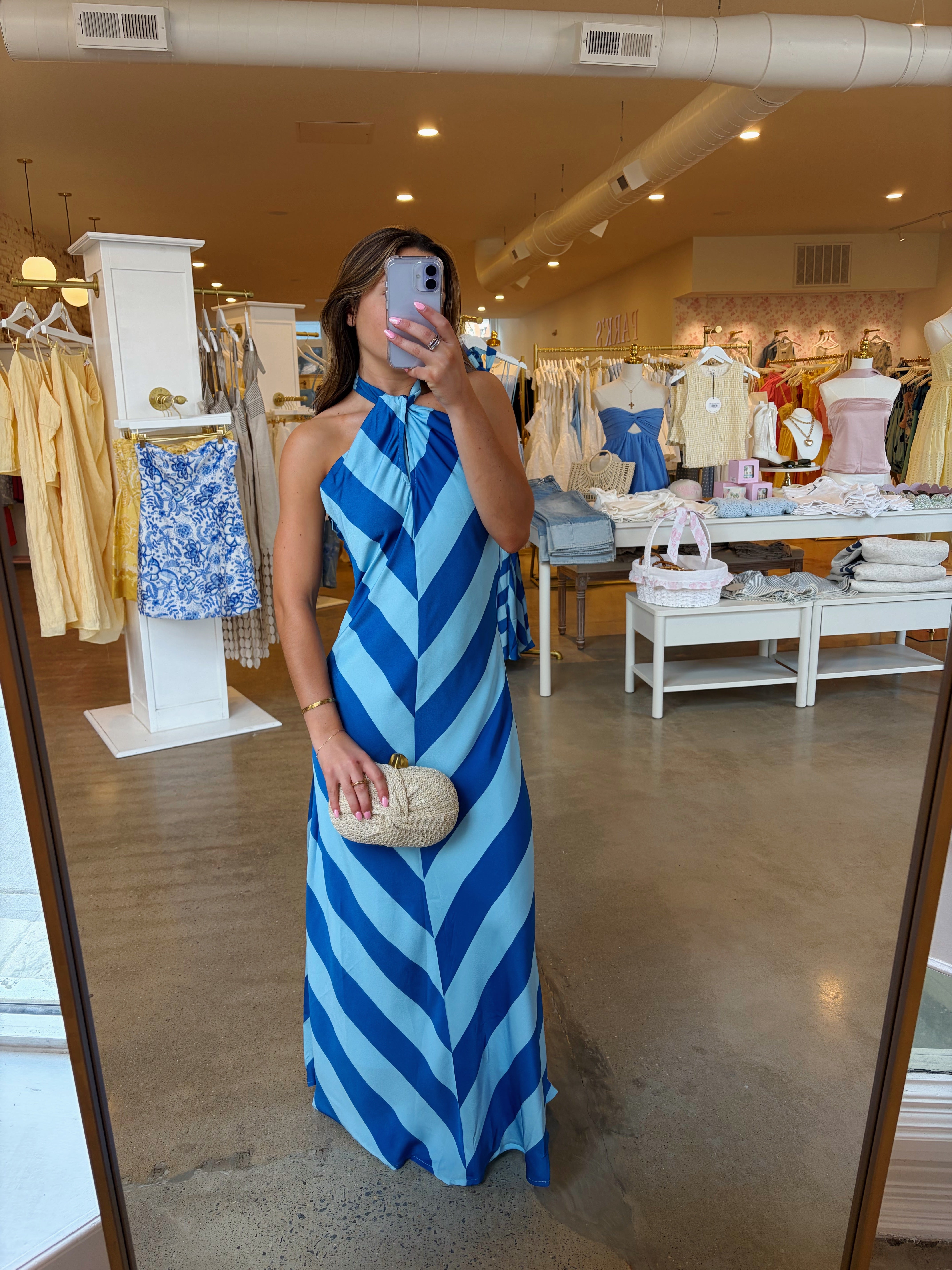 St Thomas Halter Maxi Dress - Blue