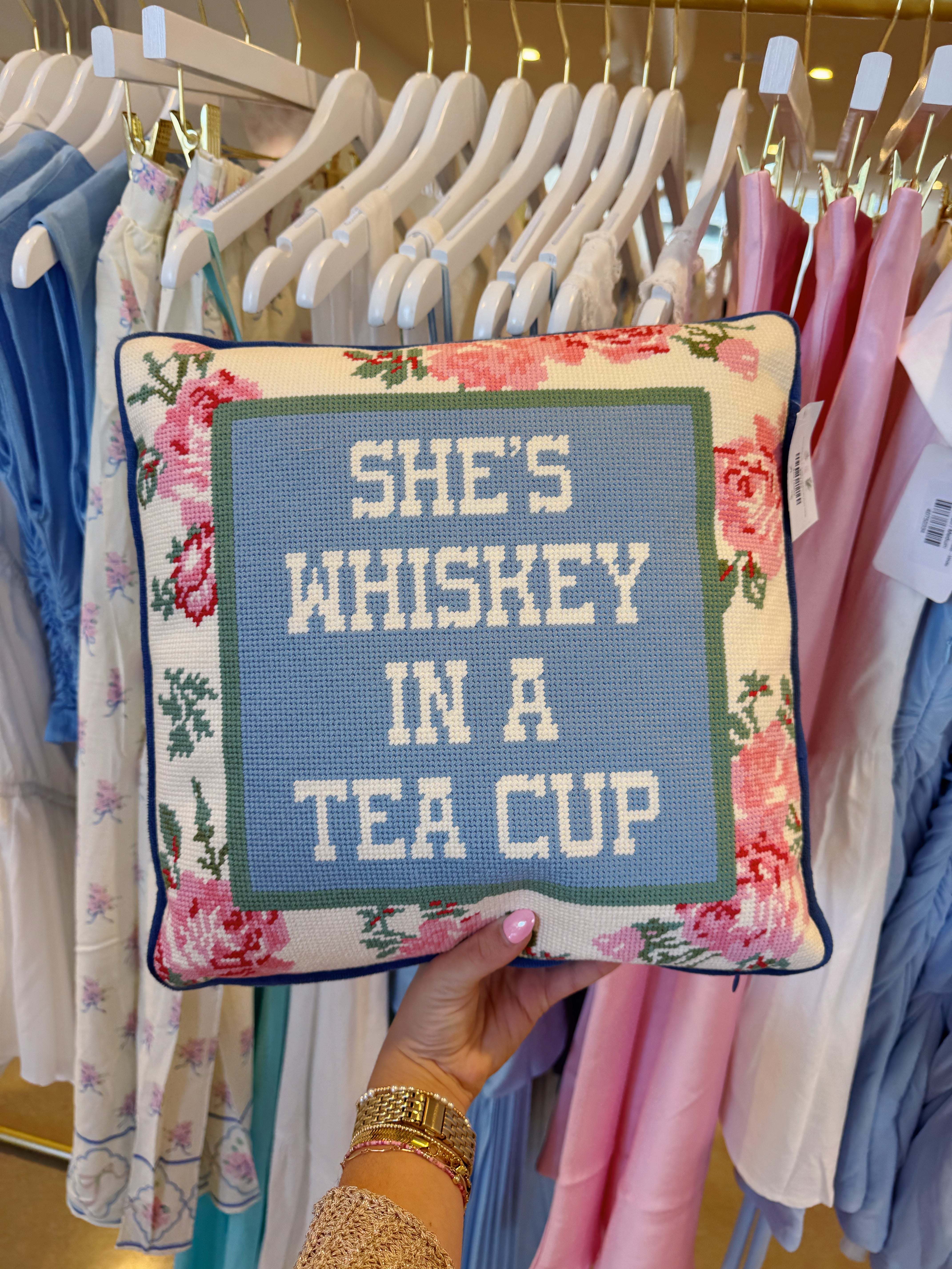 She's Whiskey In A Tea Cup Needle Point Pillow