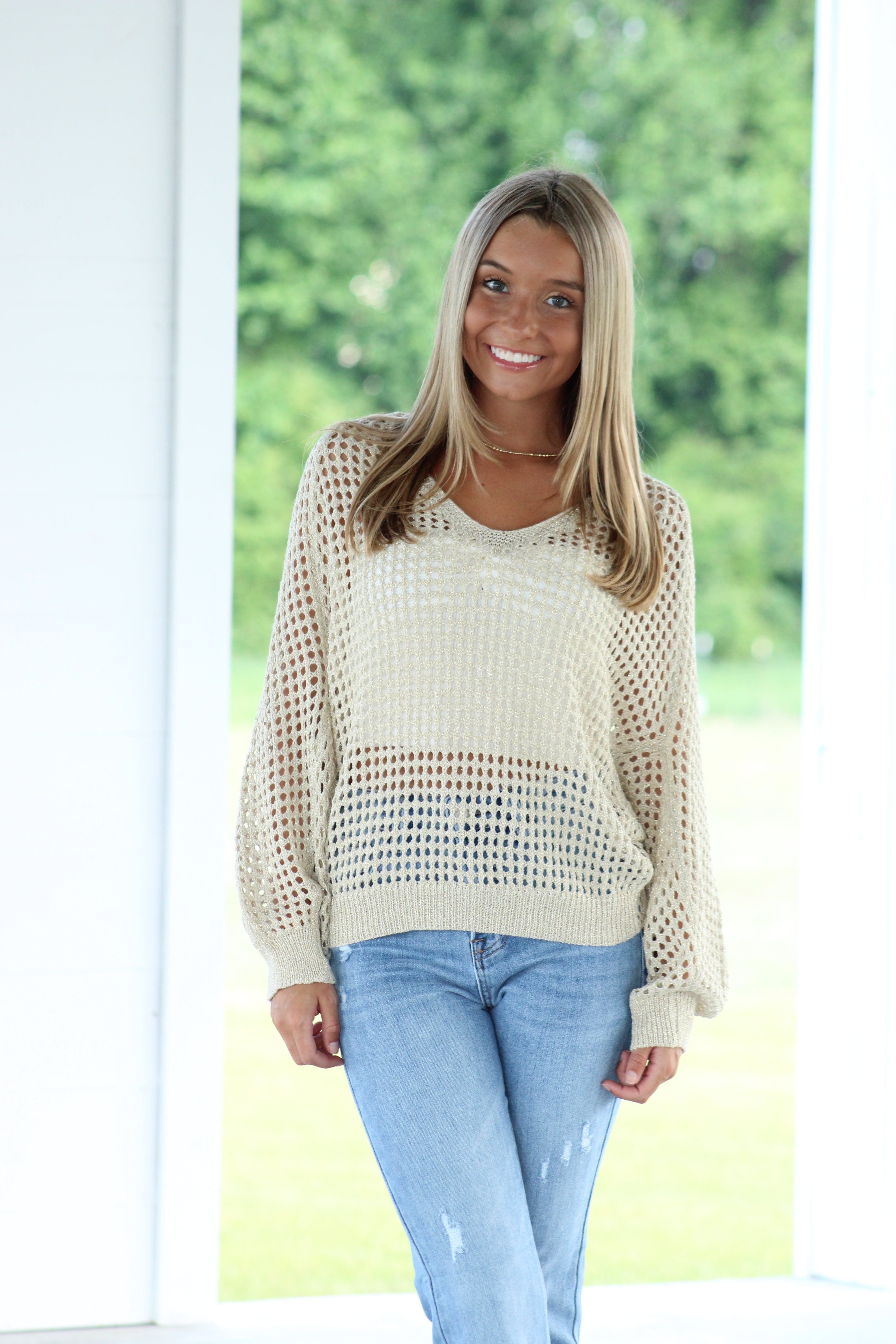 South Beach Crochet Top - Tan & Gold