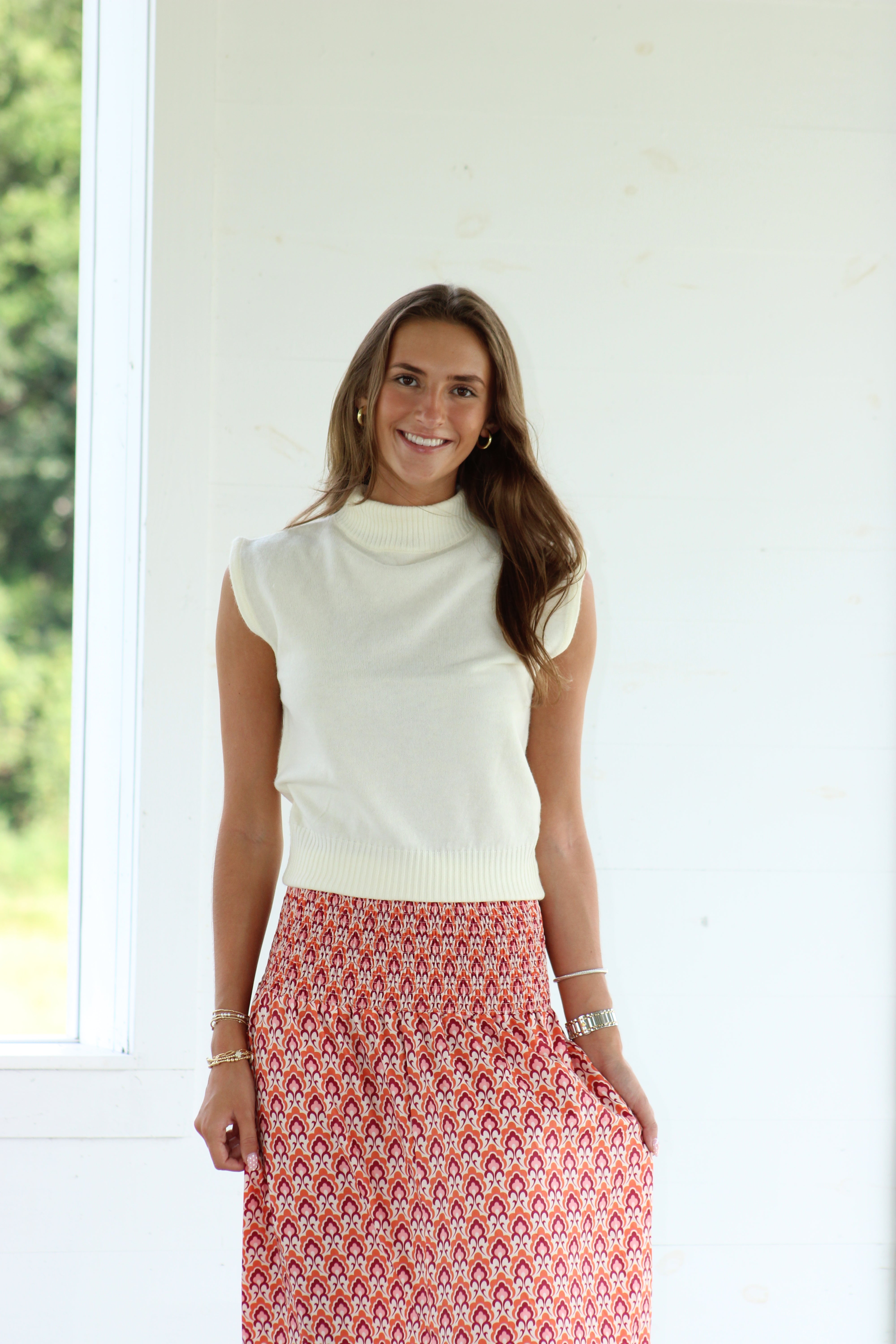 Carol Lightweight Knit Sweater Top - Cream
