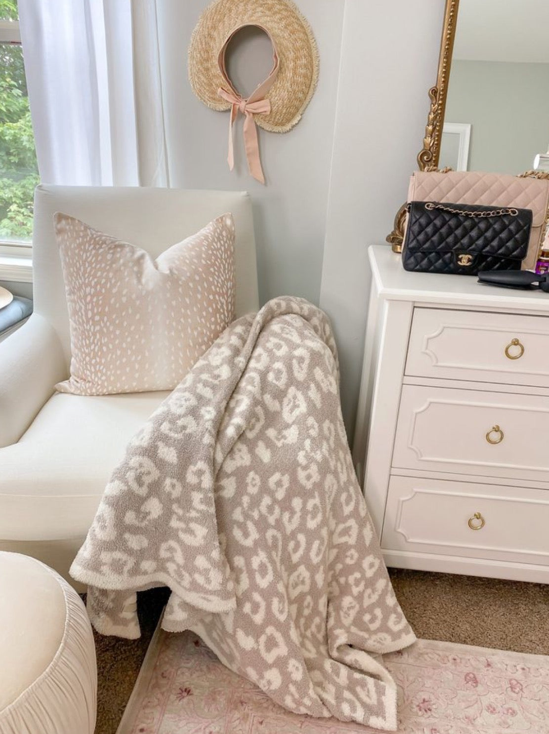 Fluffy Cheetah Blanket - Tan & White