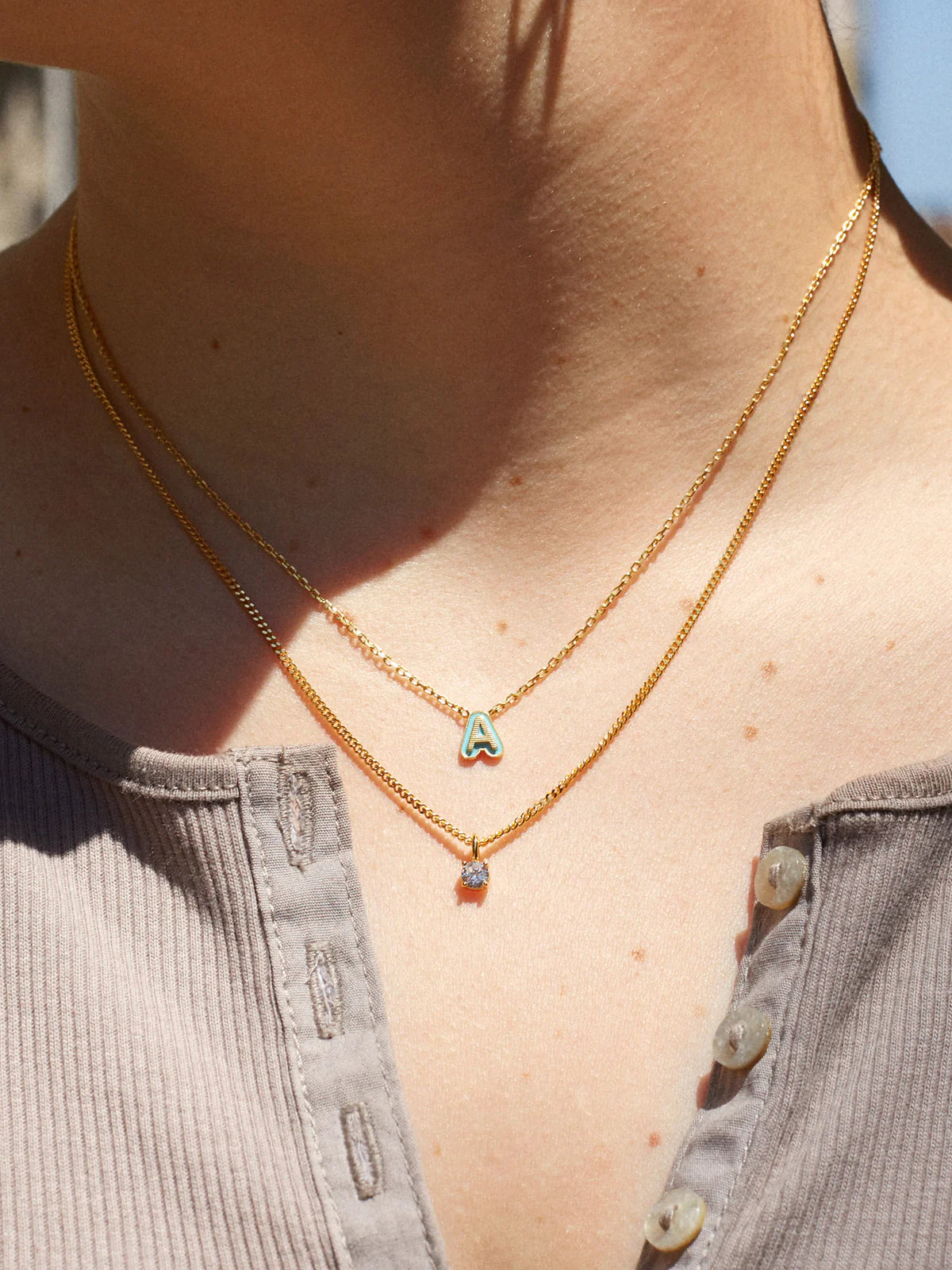 Mini Enamel Initial Necklace