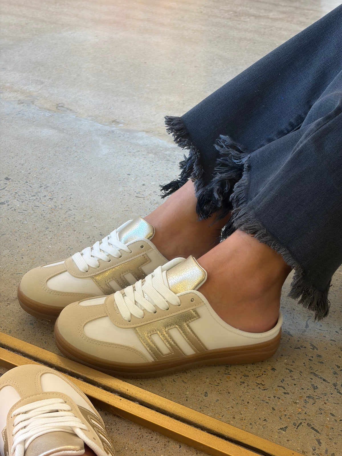Giana Gold Combo Slip On Sneaker