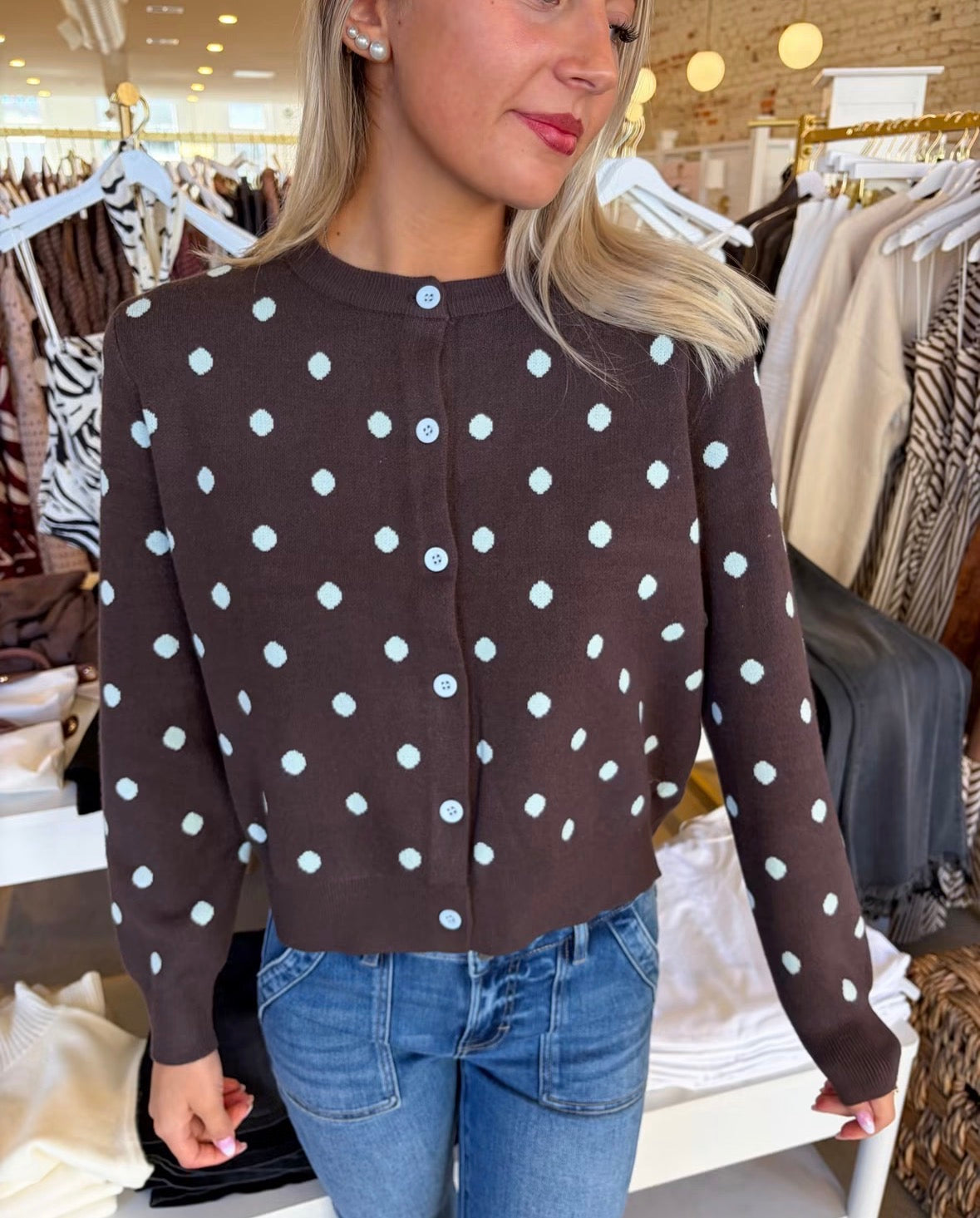 Brynn Polka Dot Sweater Cardigan