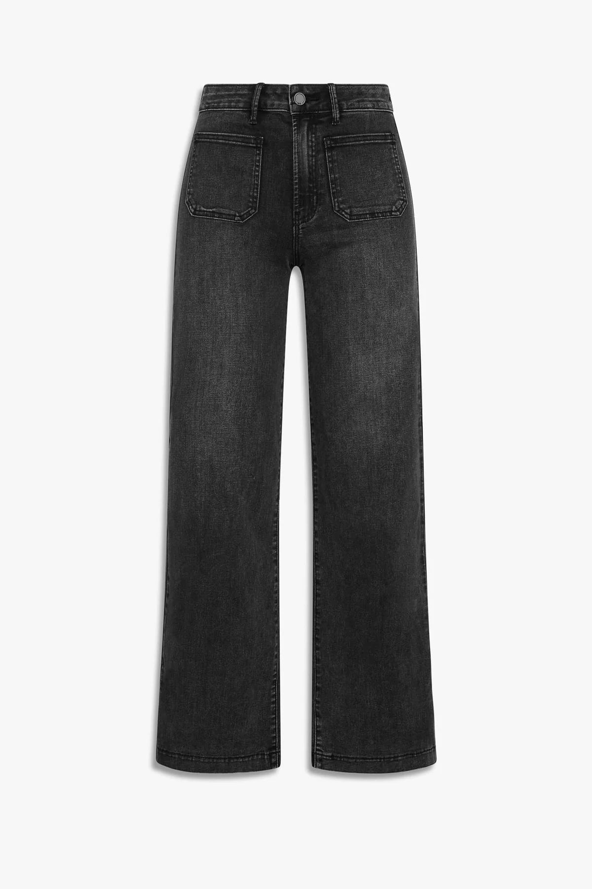 Cannon Mini Patch Pocket Wide Leg Denim - Washed Black