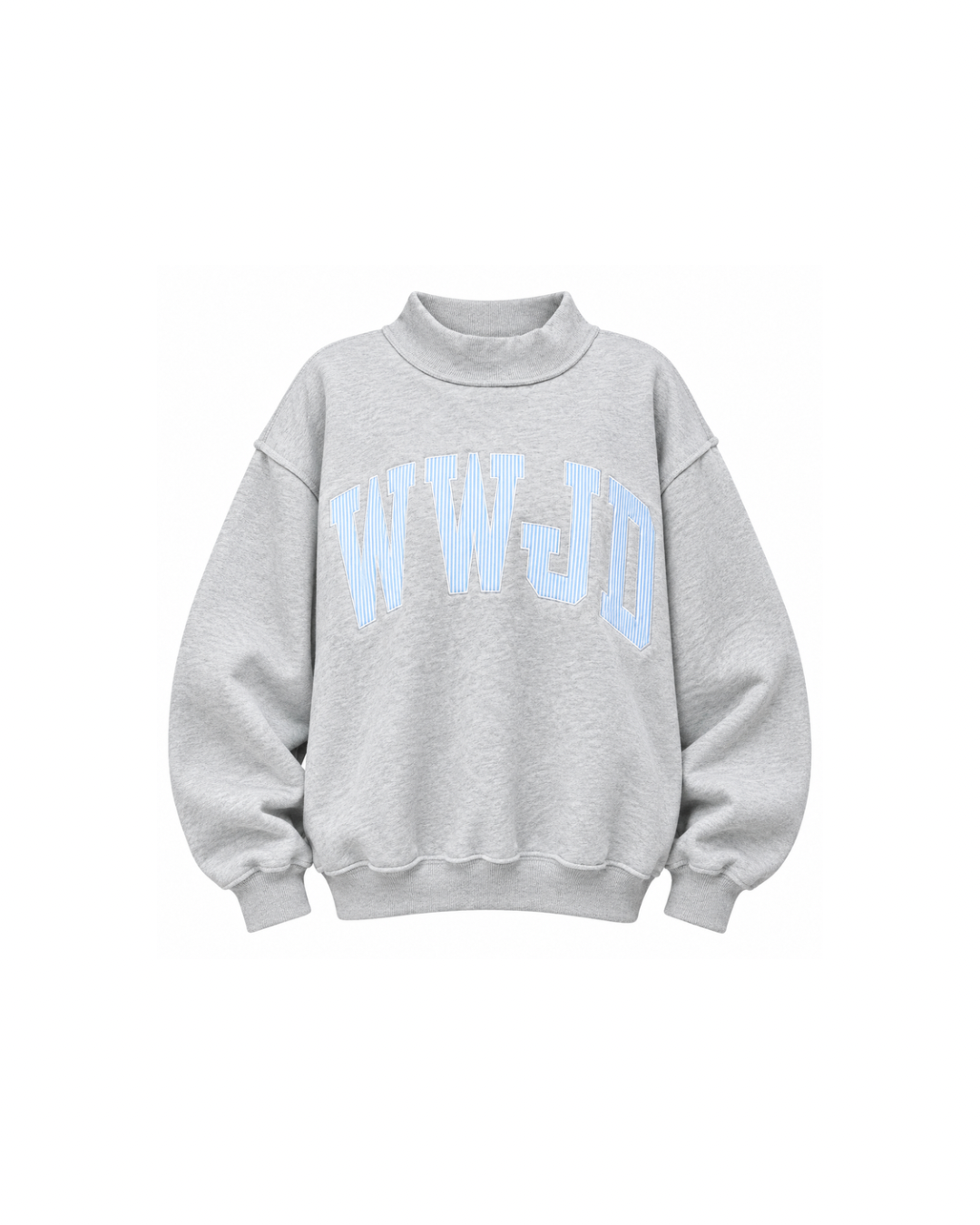 WWJD Mockneck - Grey/Blue Stripe