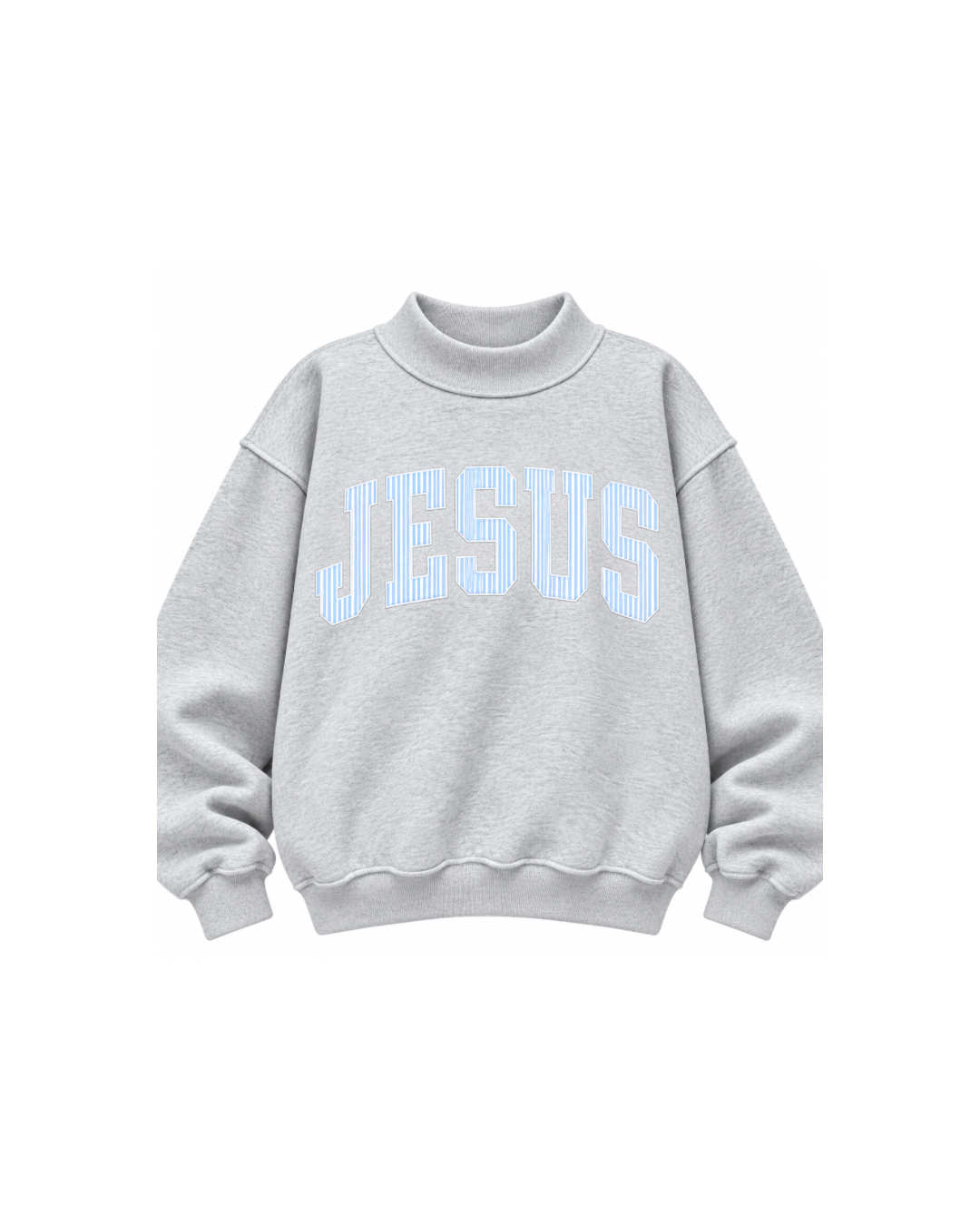 JESUS Mockneck - Grey/Blue & White Stripe