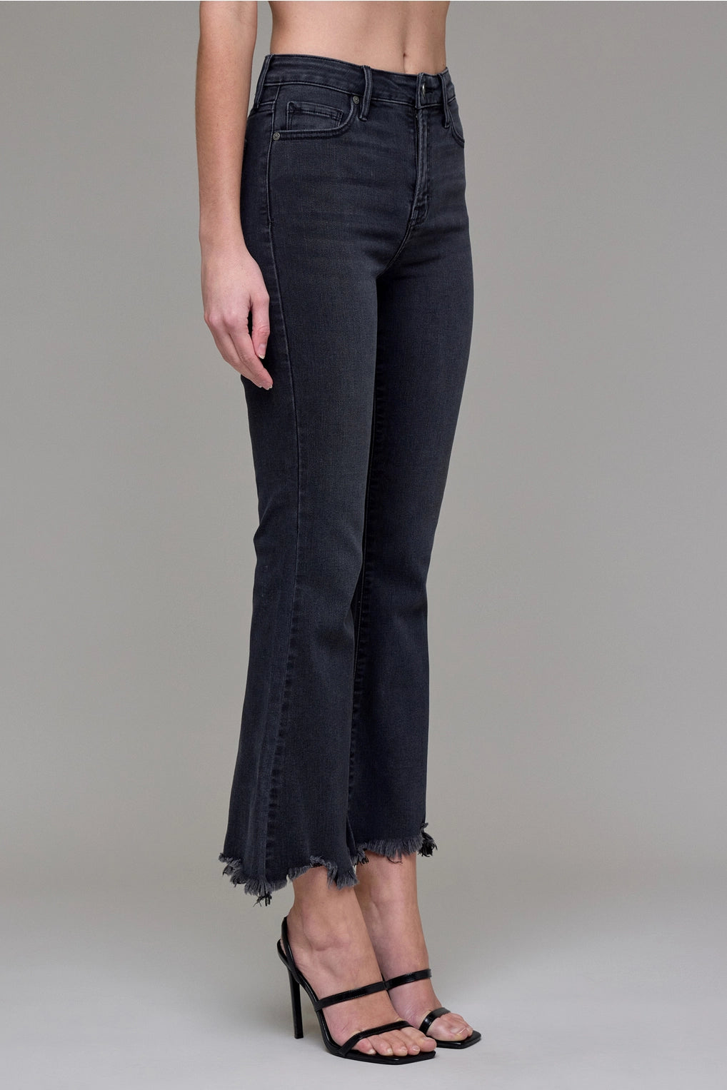 Jenni Cropped Flare Denim - Black