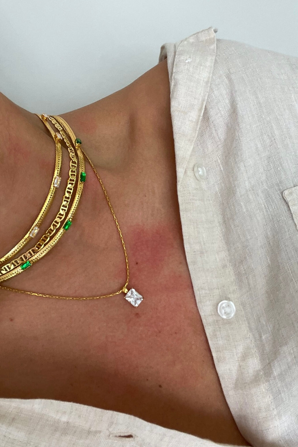 Hailey Necklace - White & Emerald