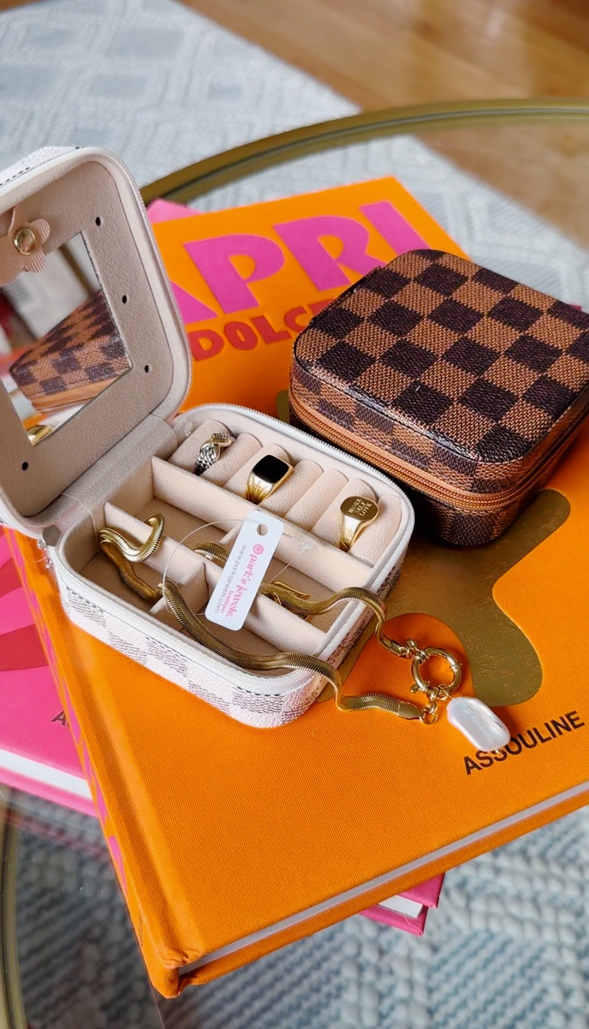 Checkered Travel Jewelry Boxes