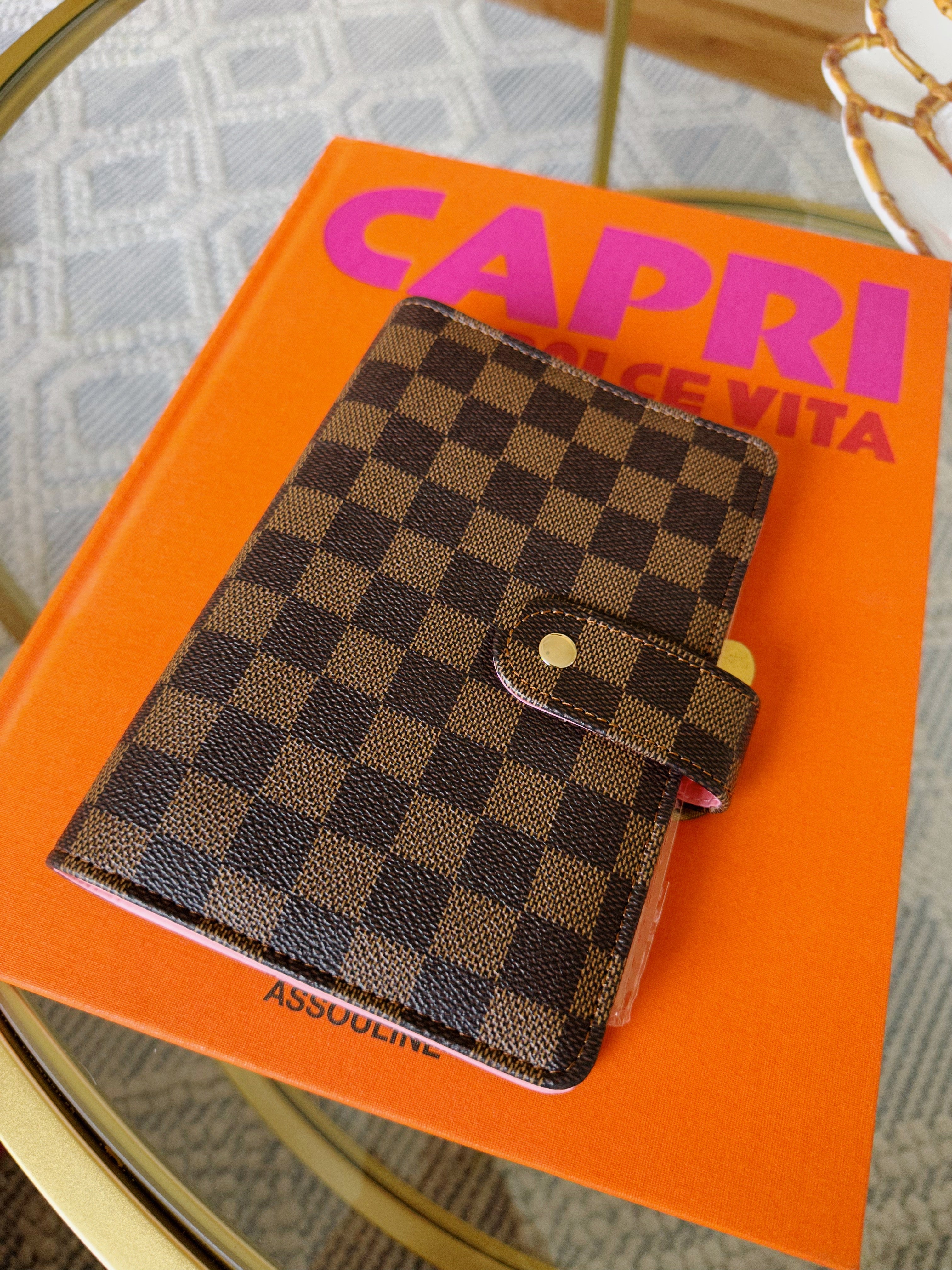 Checkered Notebook Planner - Brown