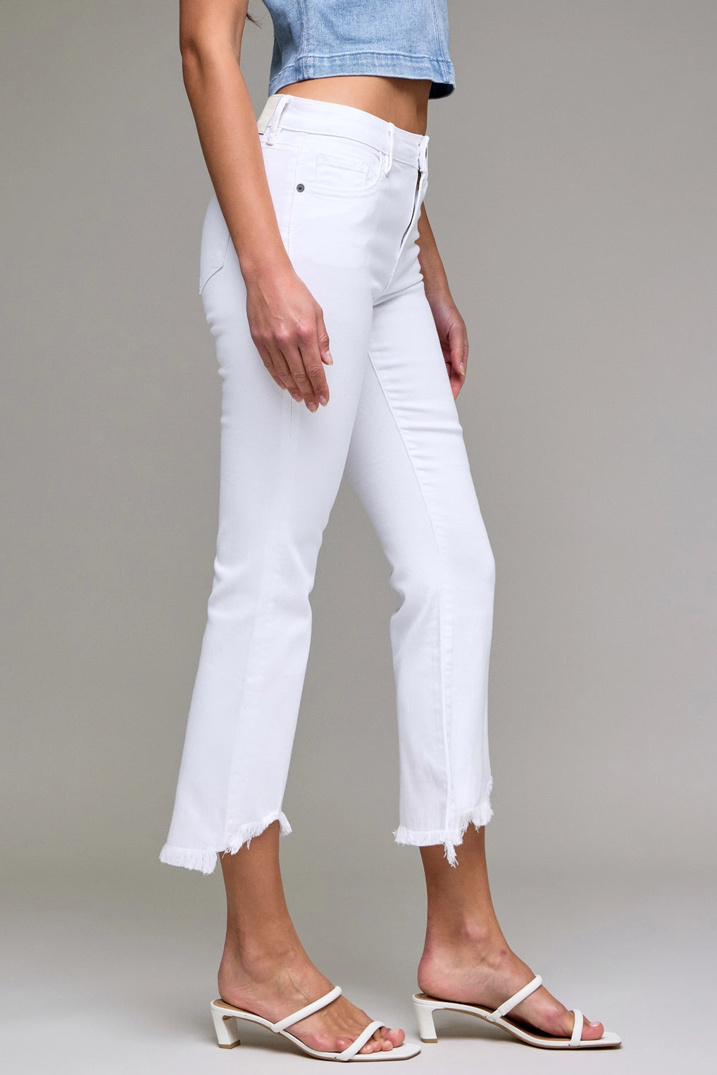 Jenni Cropped Flare Denim - White