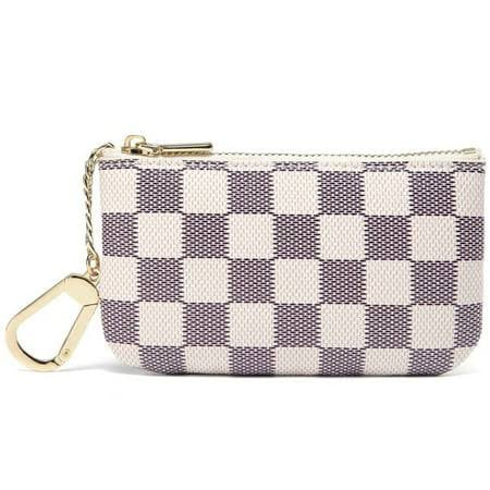 Checkered Key Wallet - Cream