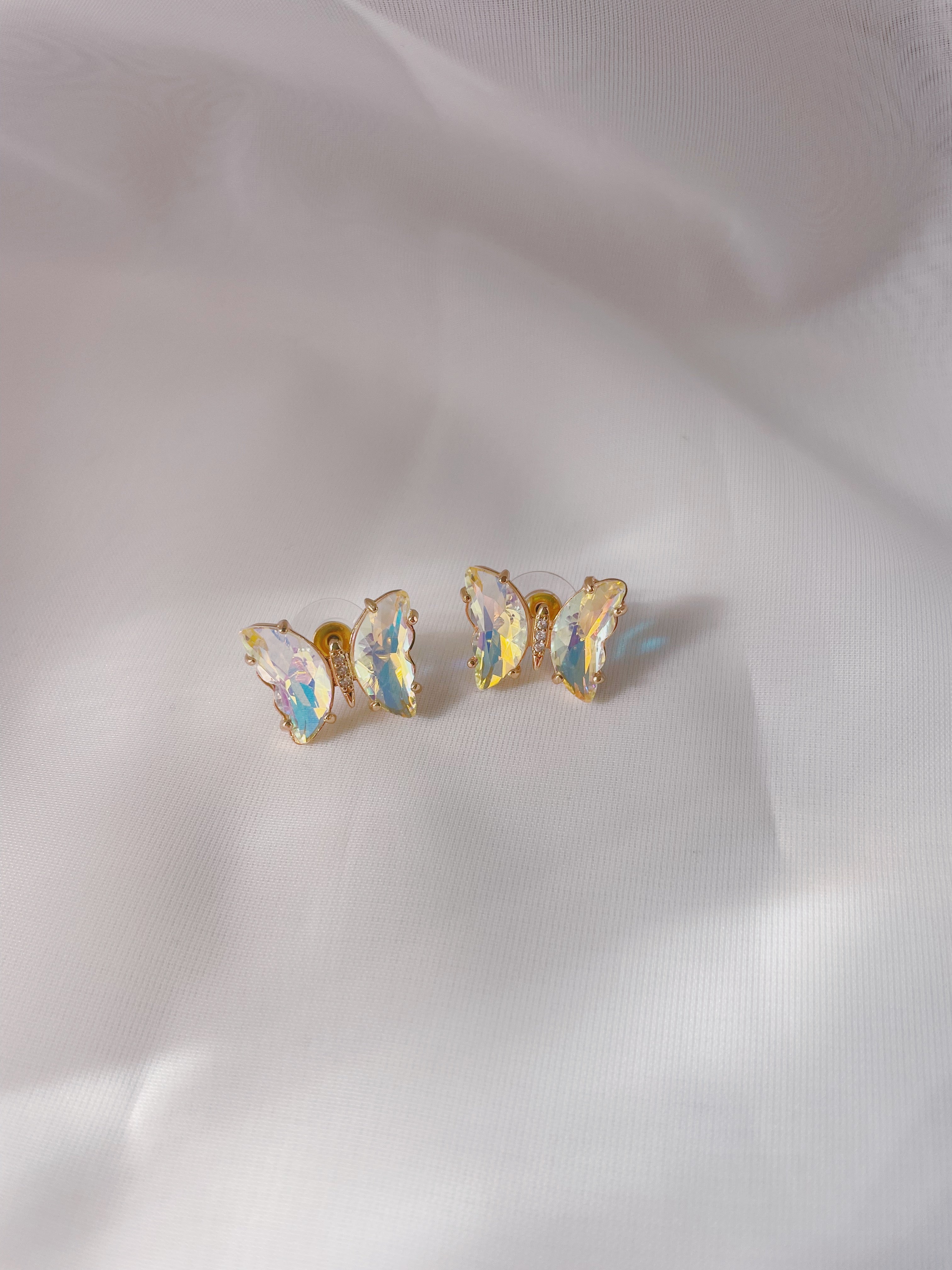 Jeweled Butterfly Studs - Clear
