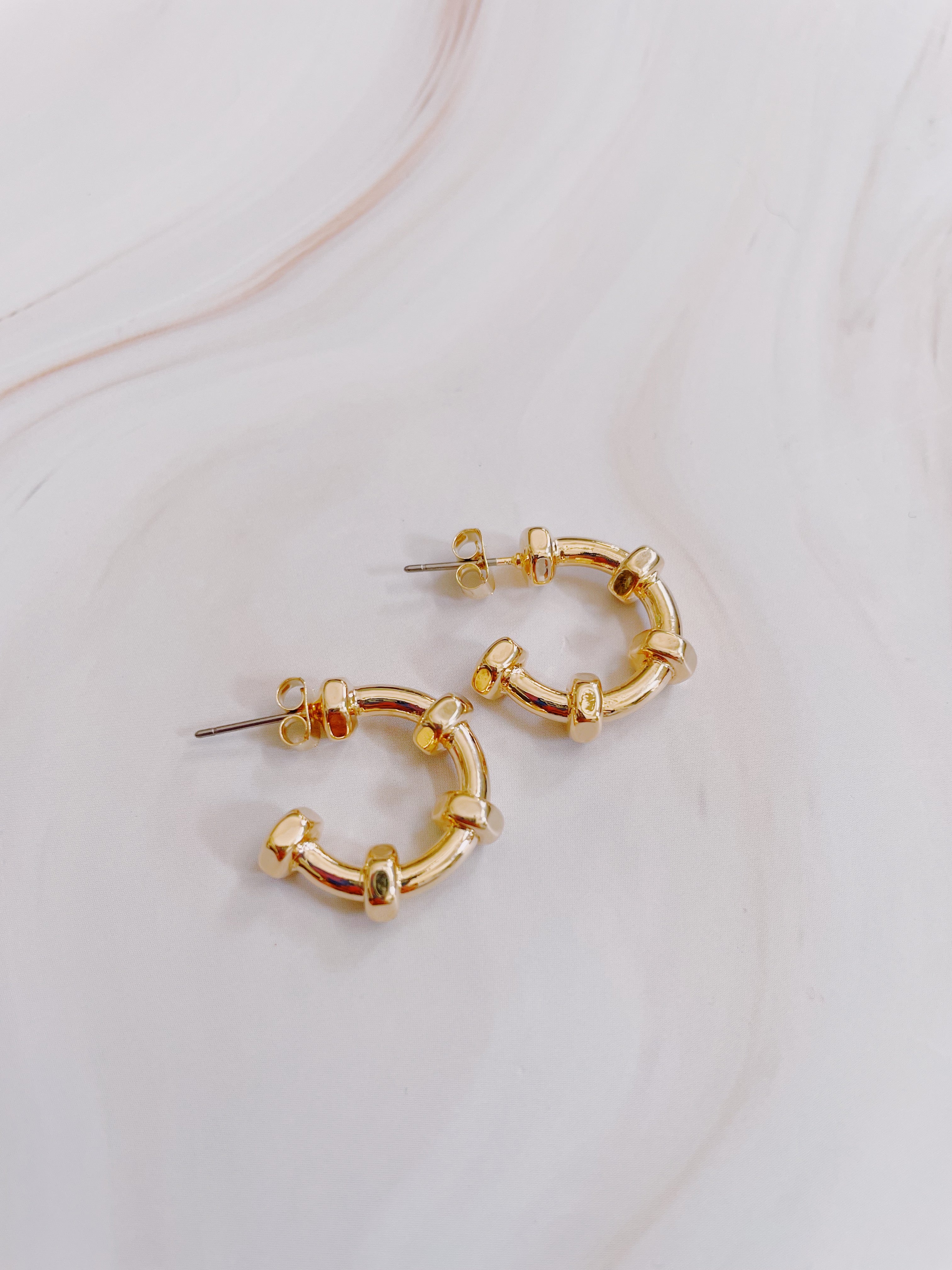 Gold Bolt Hoop Earrings