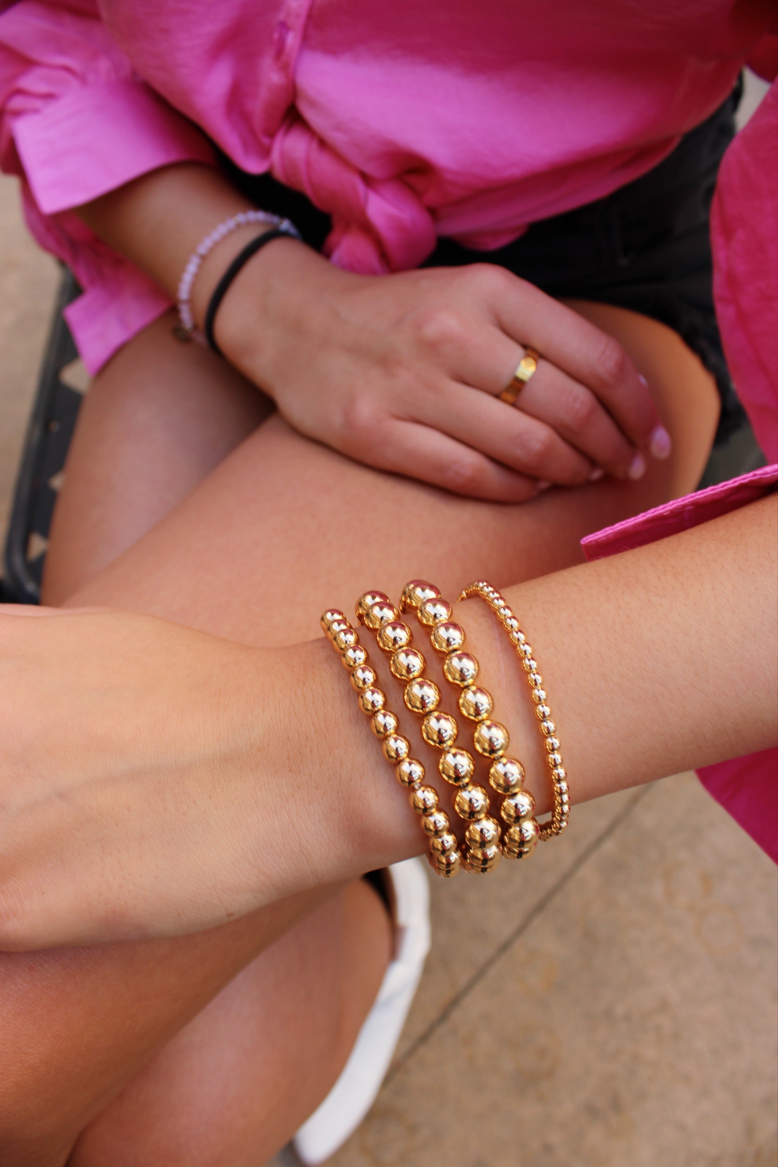 Gold Beaded Bracelet Stack
