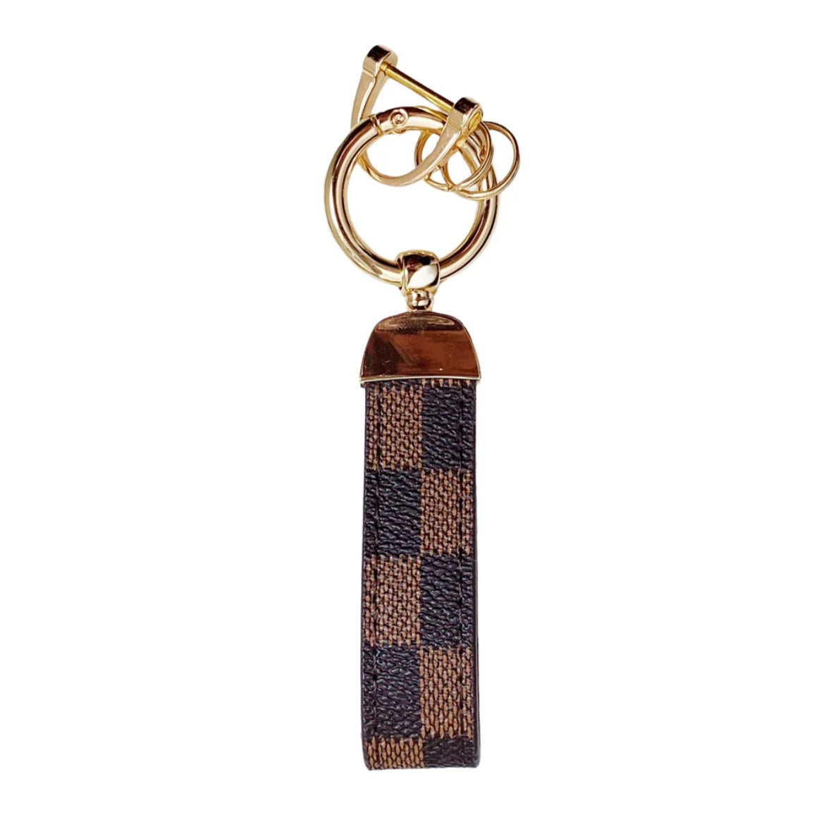 Checkered Keychain - Brown
