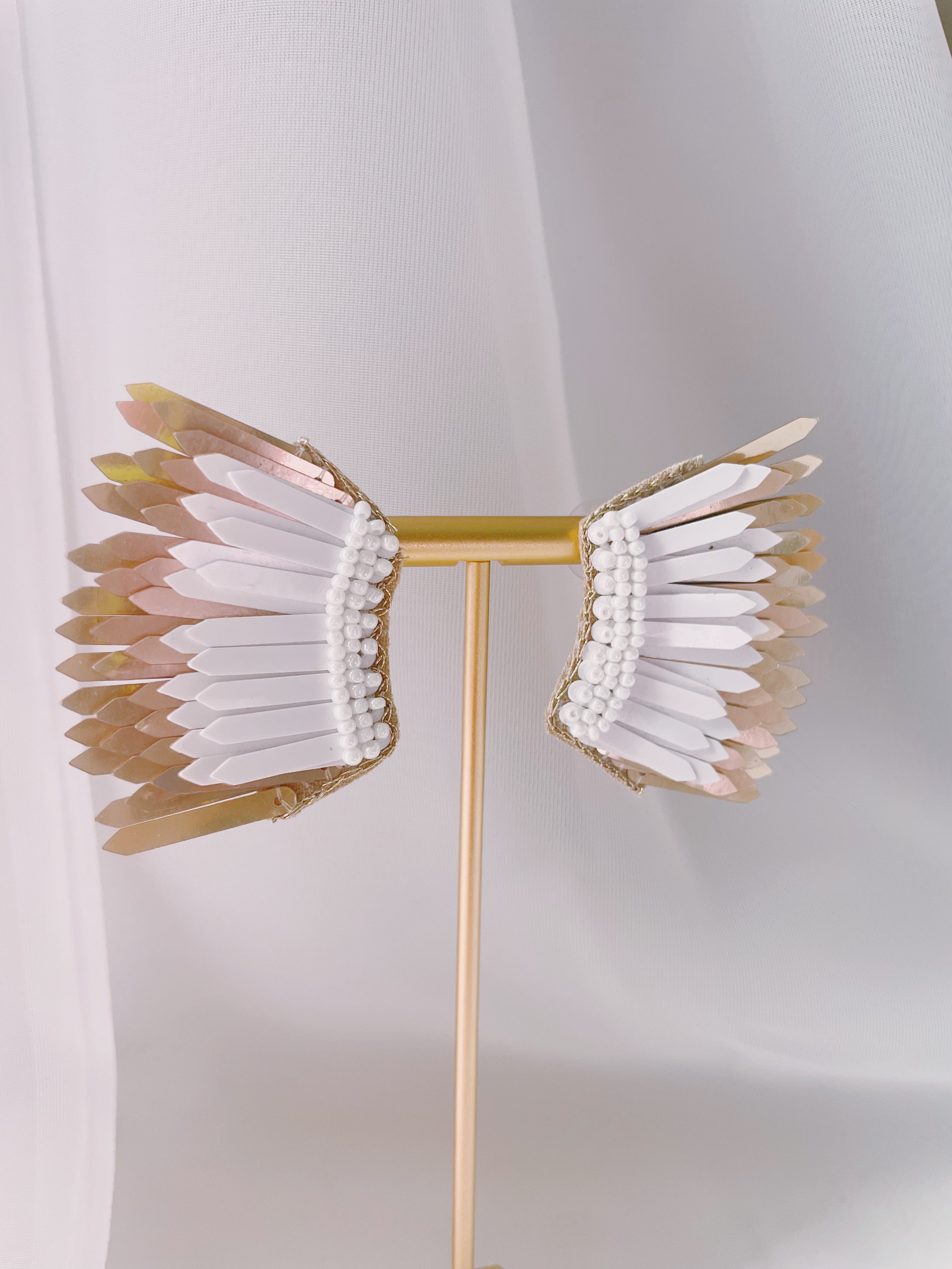 Formal Wing Earrings - White