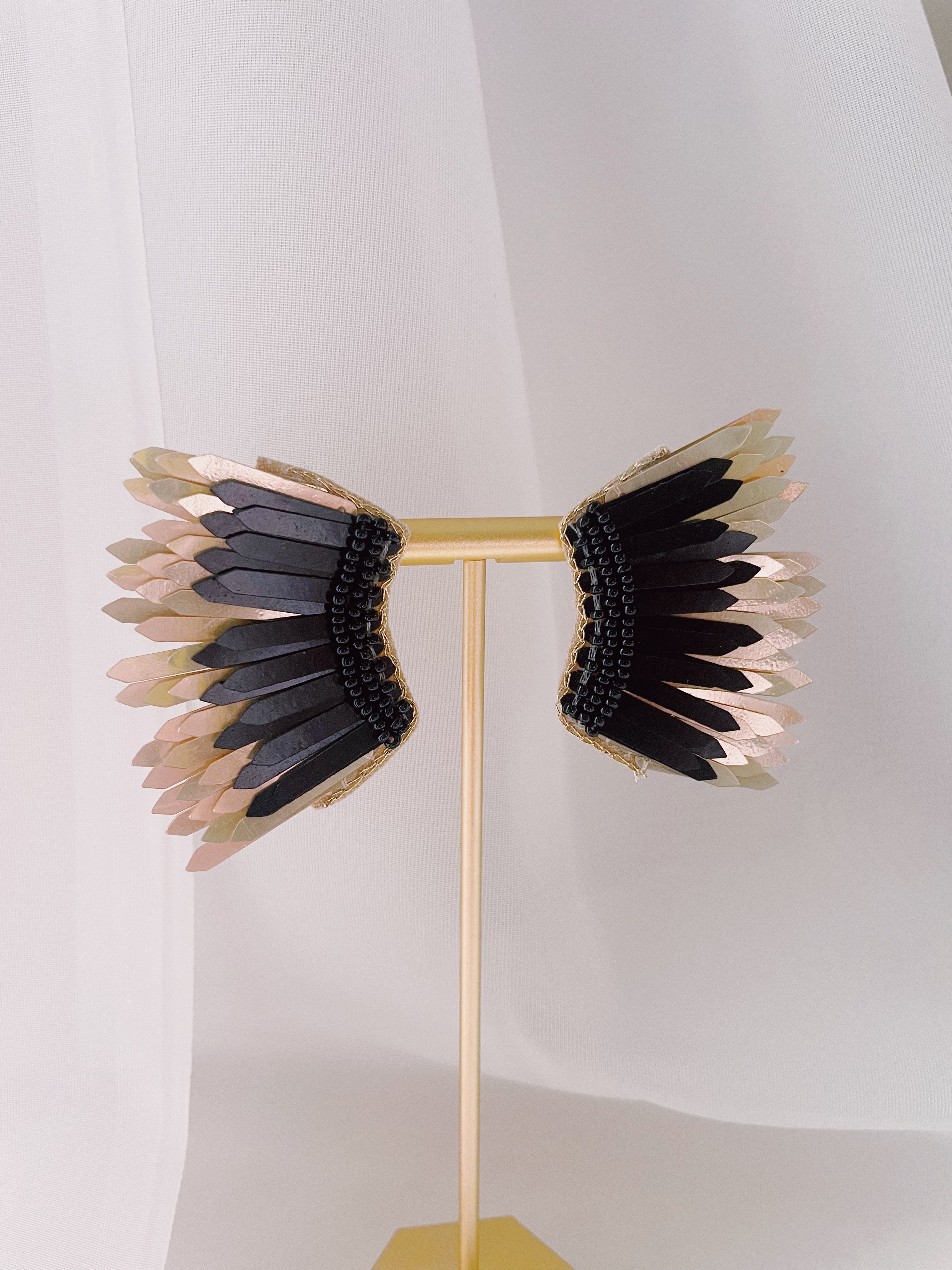 Formal Wing Earrings - Black