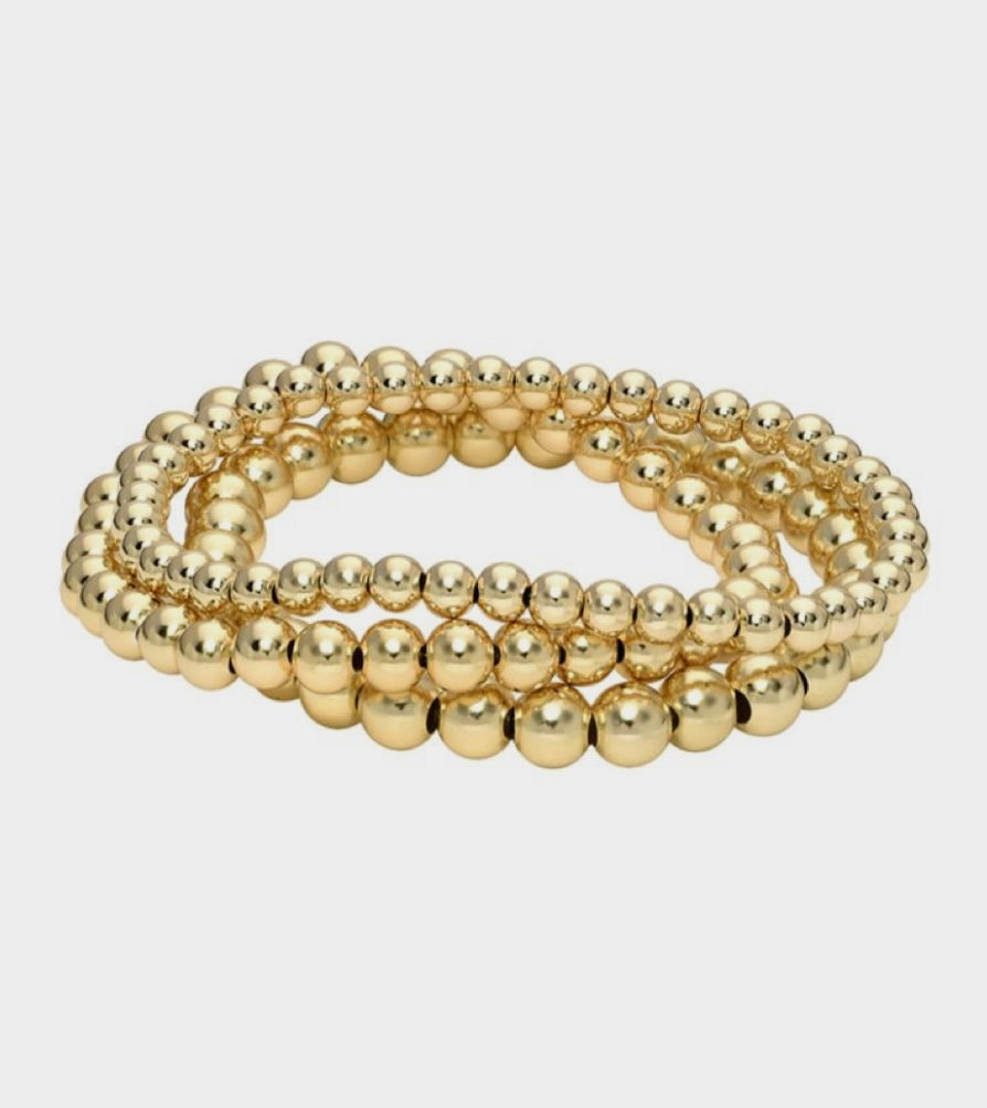 3pc Gold Bead Bracelet