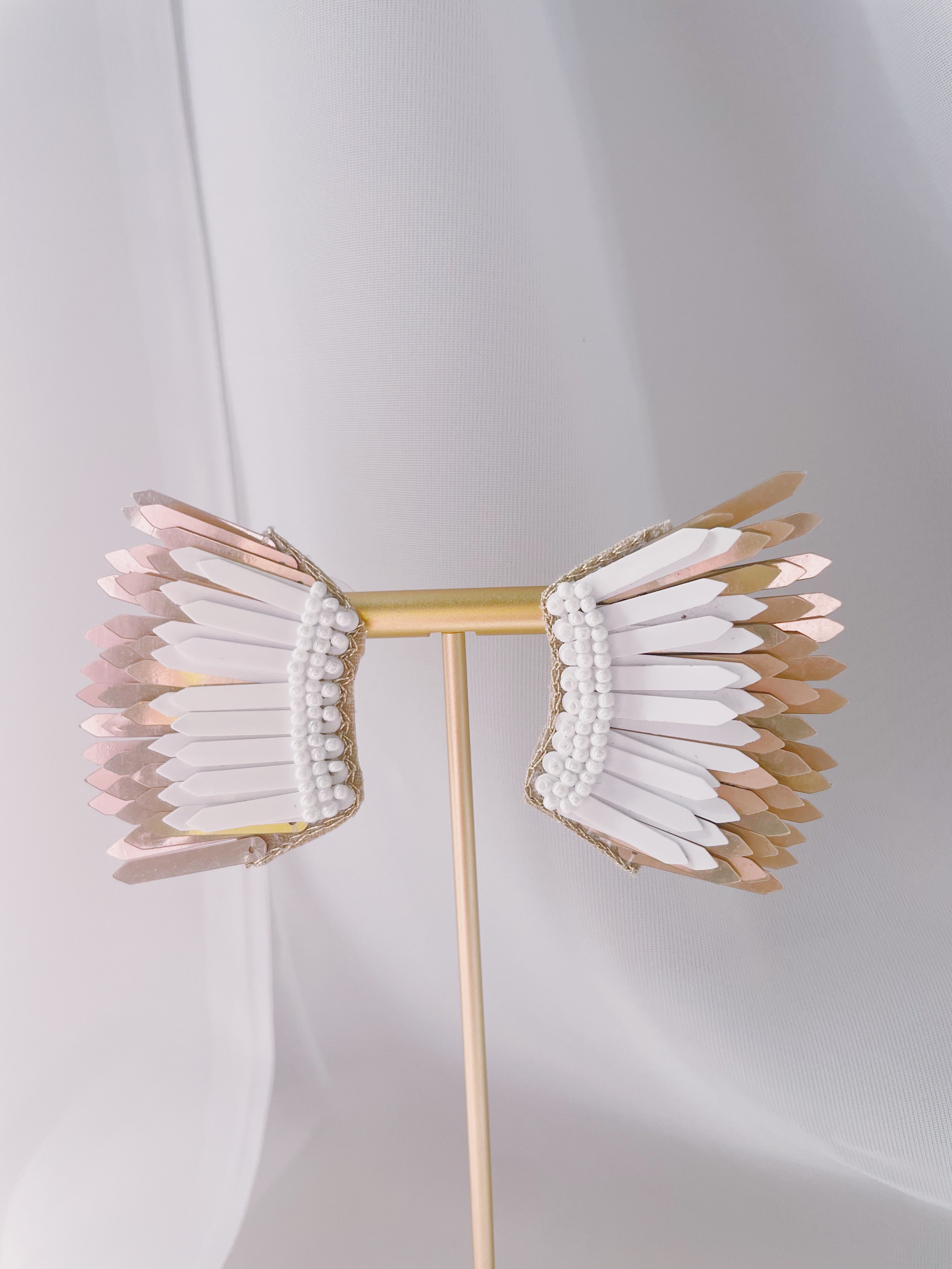 Formal Wing Earrings - White