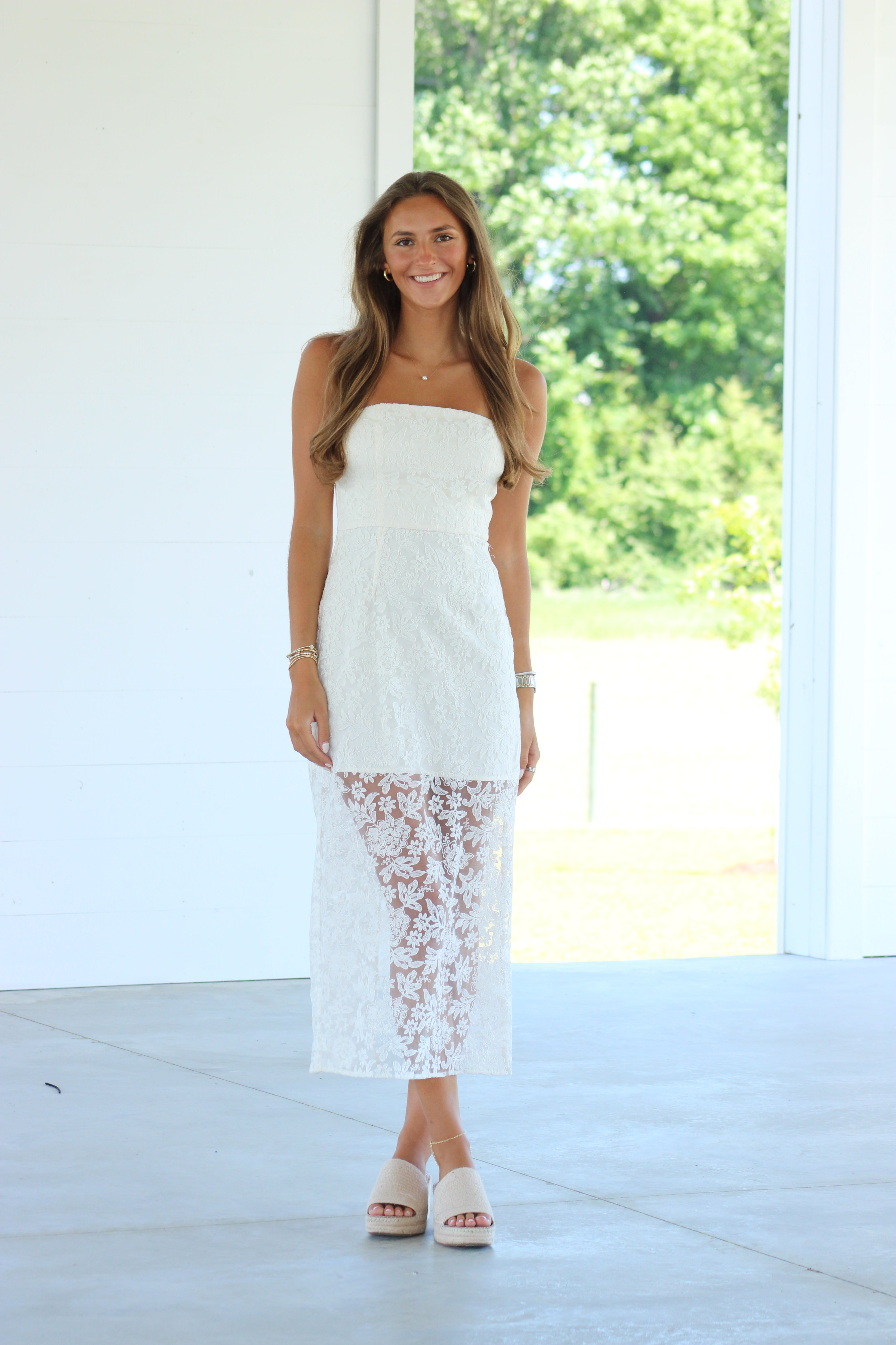 Ava Midi Dress - Lace Cream