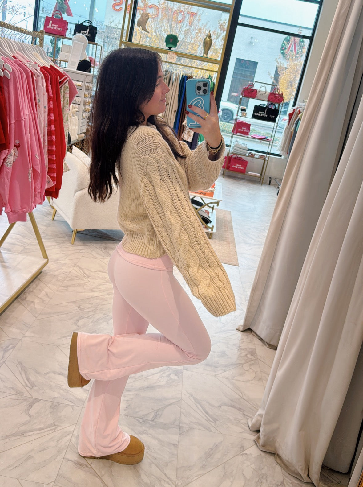 Cute & Cozy Soft Knit Flare Pants - Pink