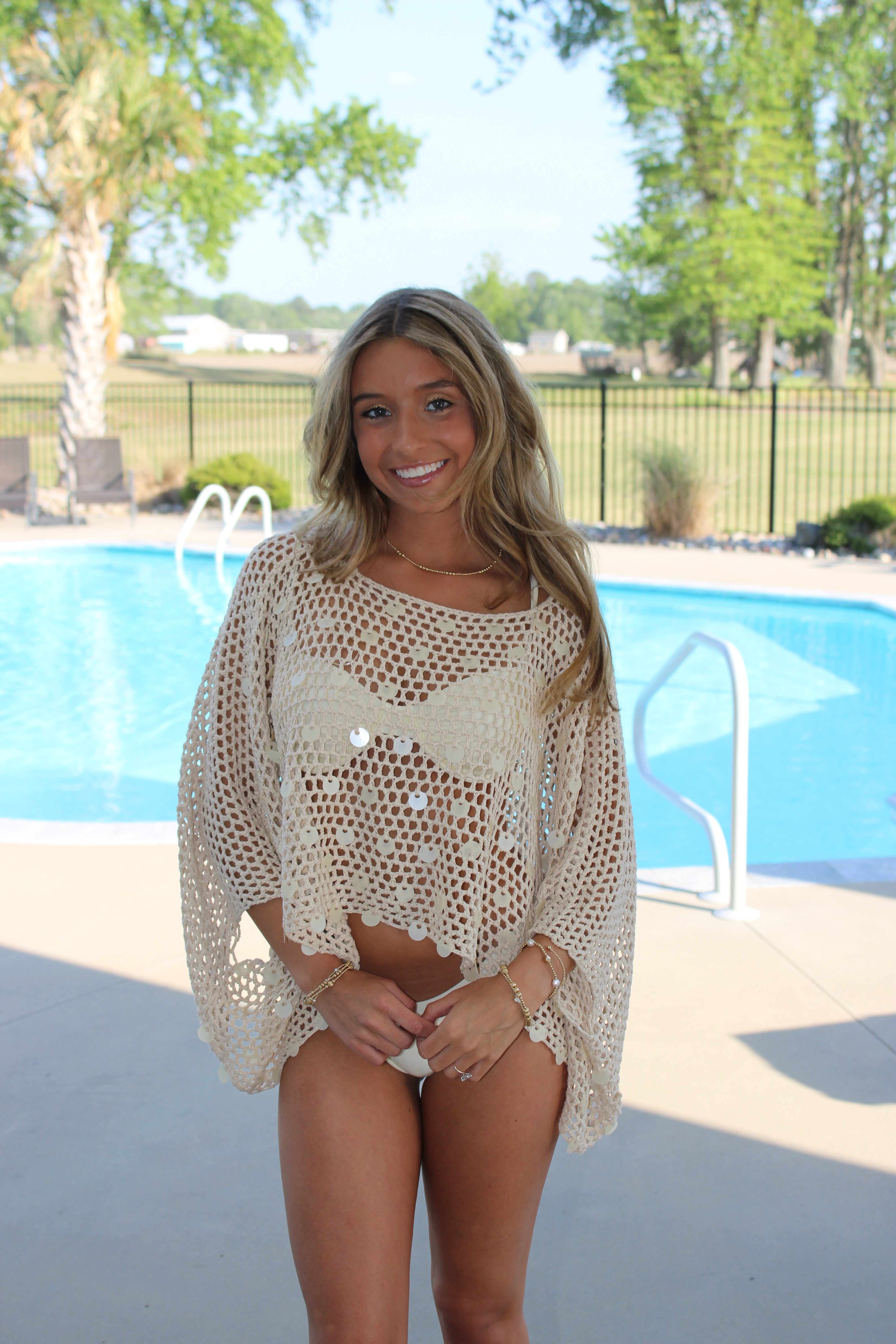 Bombshell Crochet Poncho - Tan - RESTOCK