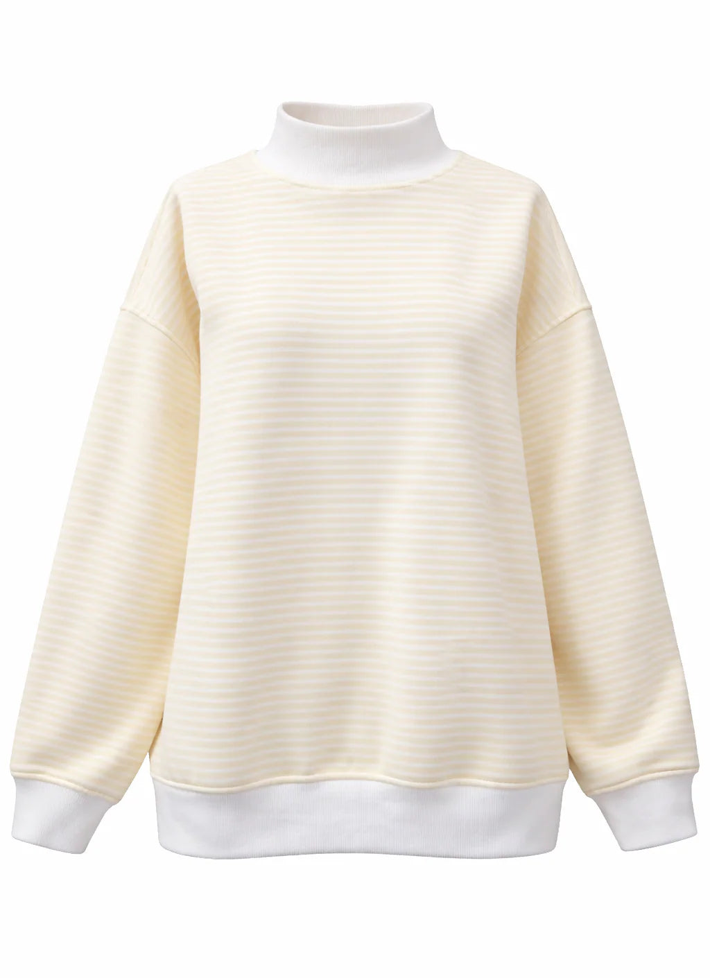 Baby Yellow & White Striped Mockneck Sweatshirt