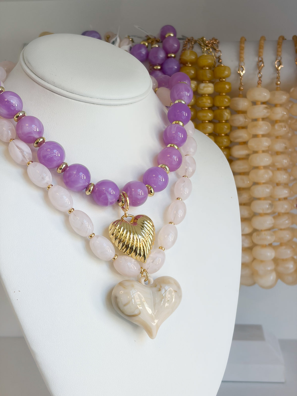 Roxie Beaded Necklace With Heart Charm