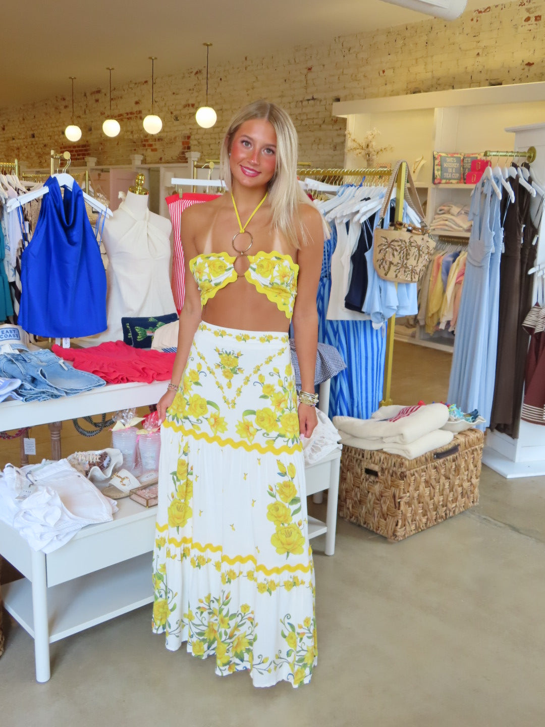 Greece Top & Maxi Skirt Set - Yellow