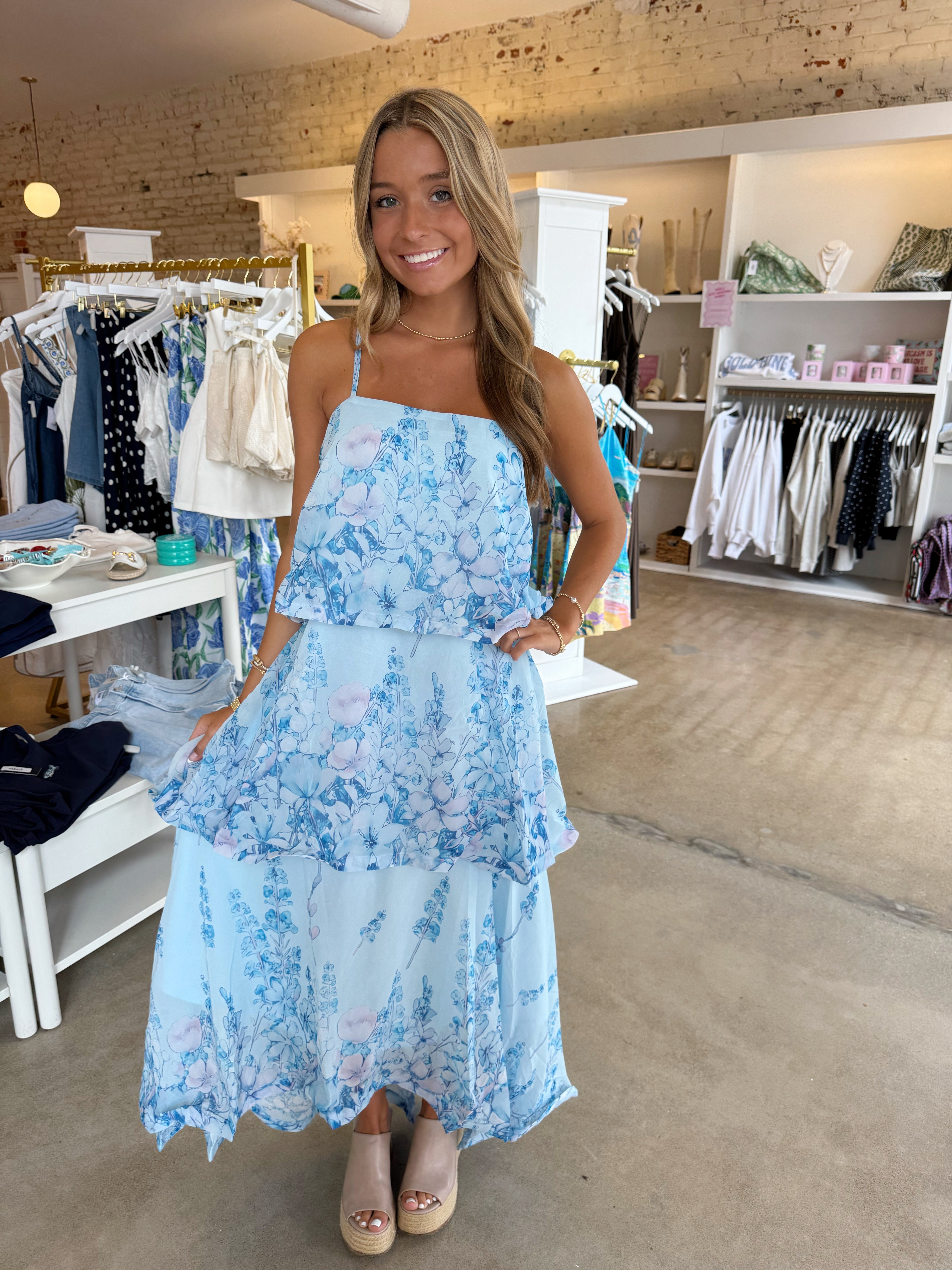 Santeria Tiered Maxi Dress - Blue