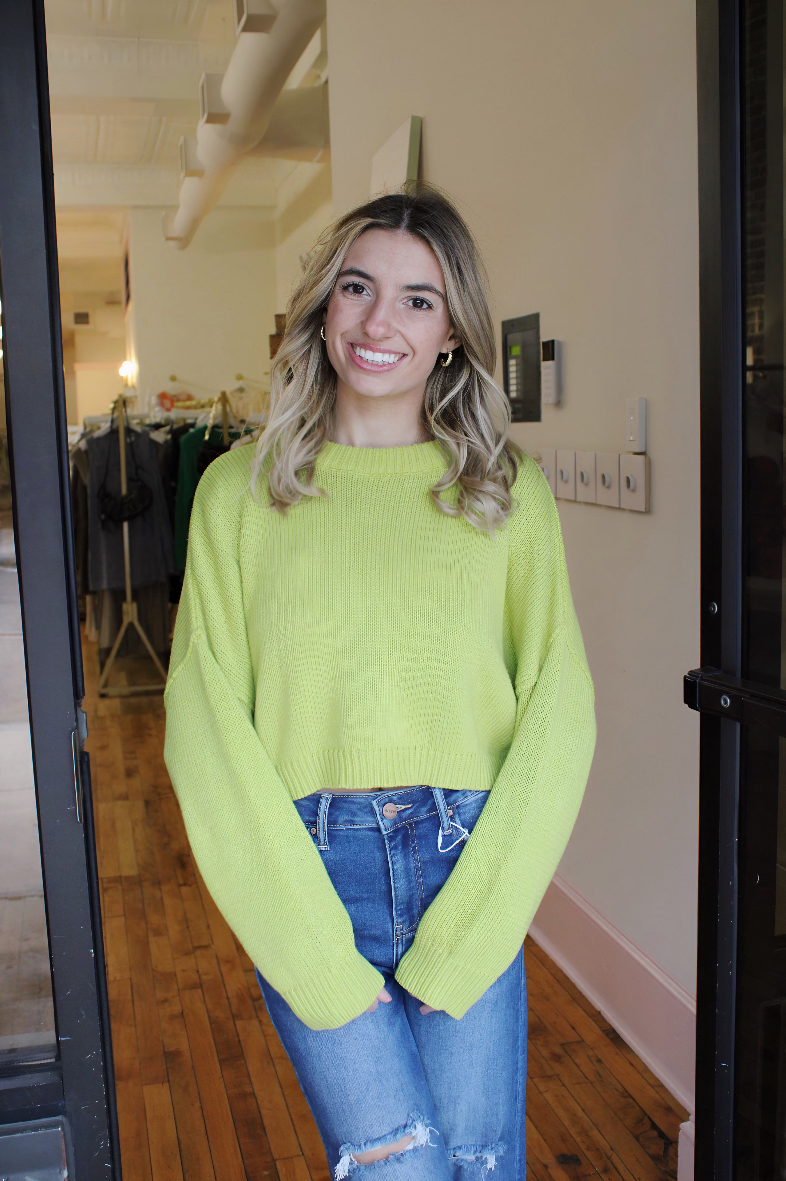 Holding On To You Sweater - Lime