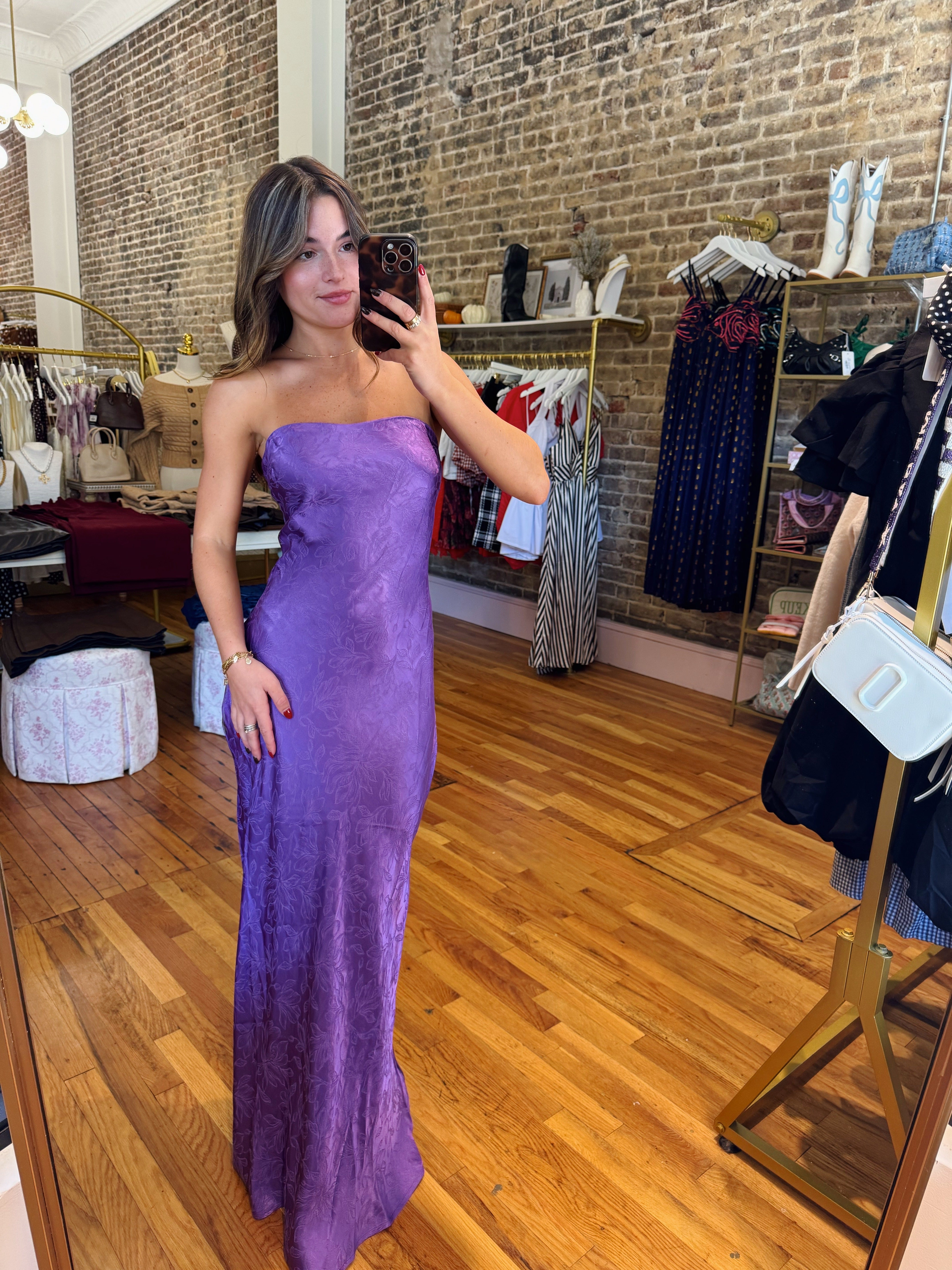 Adrienne Satin Maxi Dress - Purple