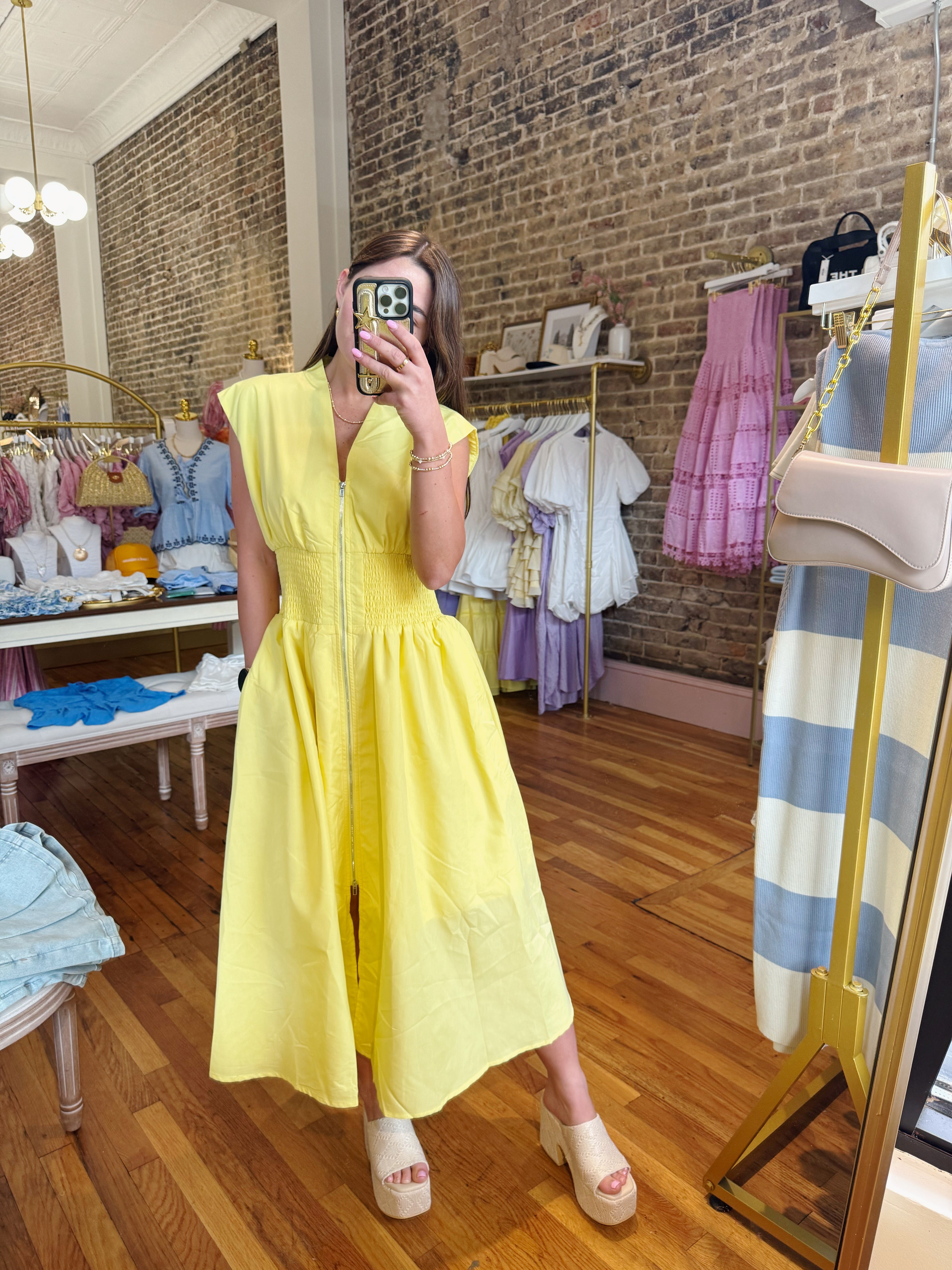 Cherish You Midi Dress - Lemon