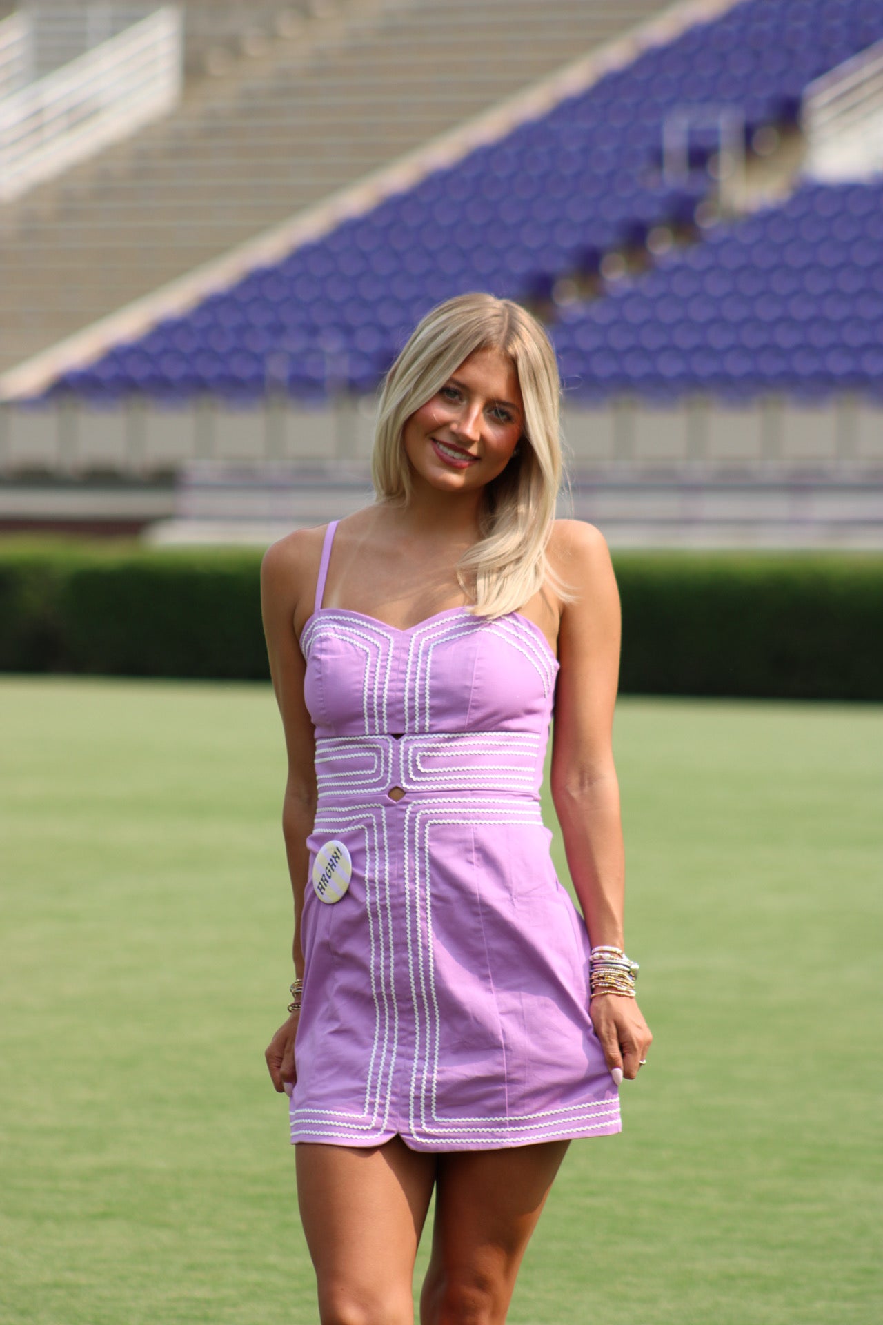 She’s A Fan Embroidered Mini Dress - Lilac/Purple