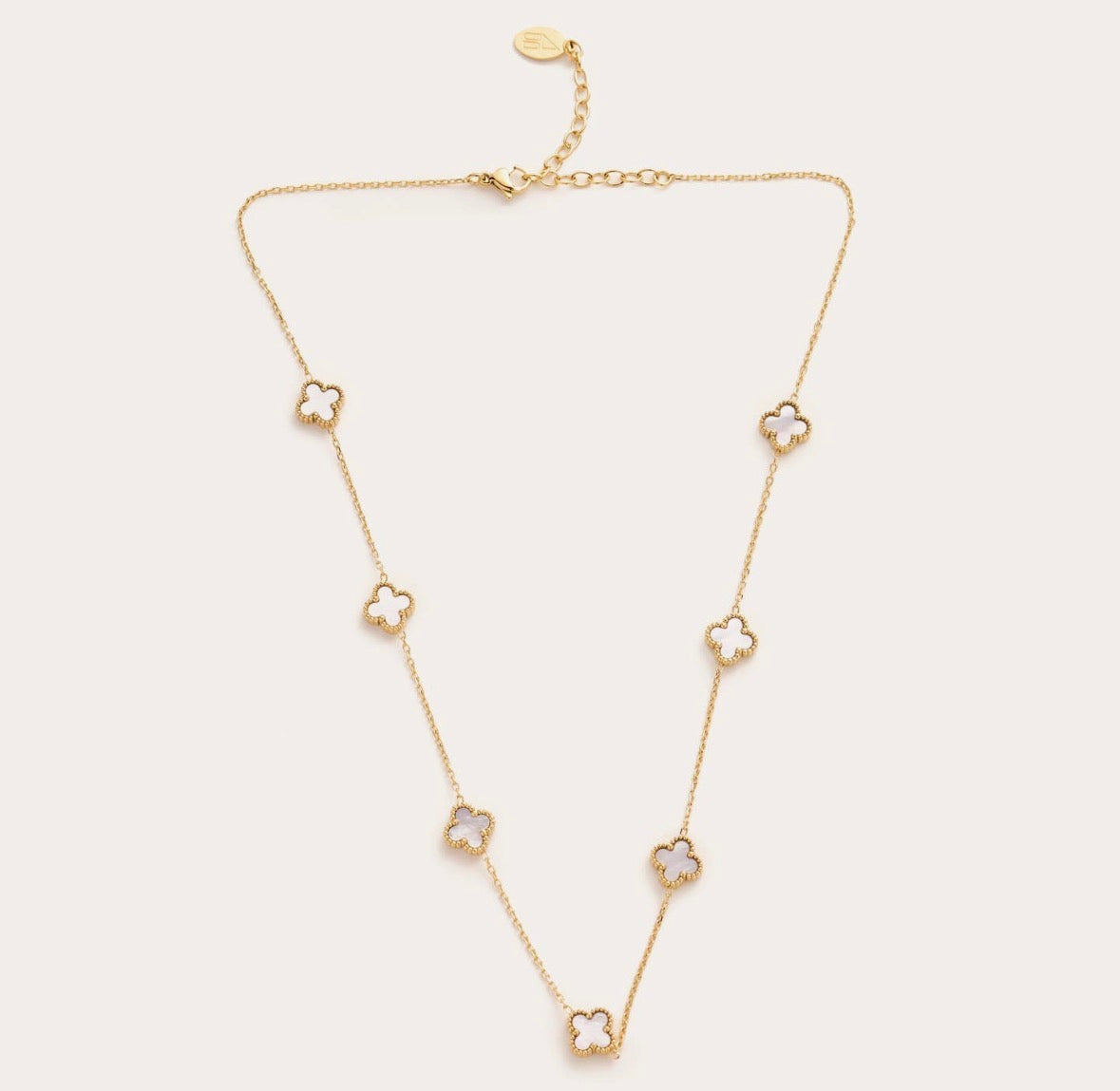 Mini White Flora Necklace - Gold