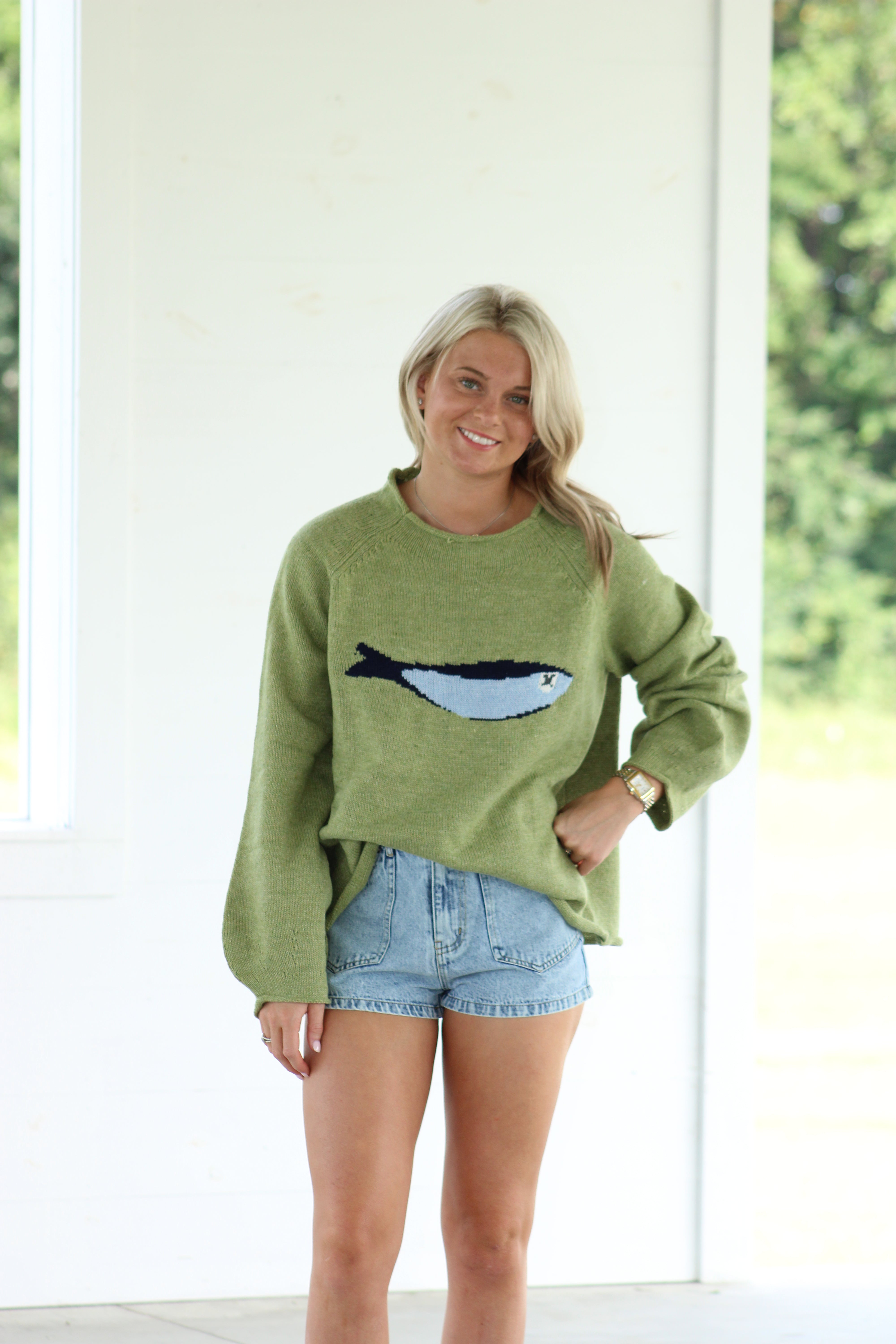 Fall On The Coast Sweater - Olive Green