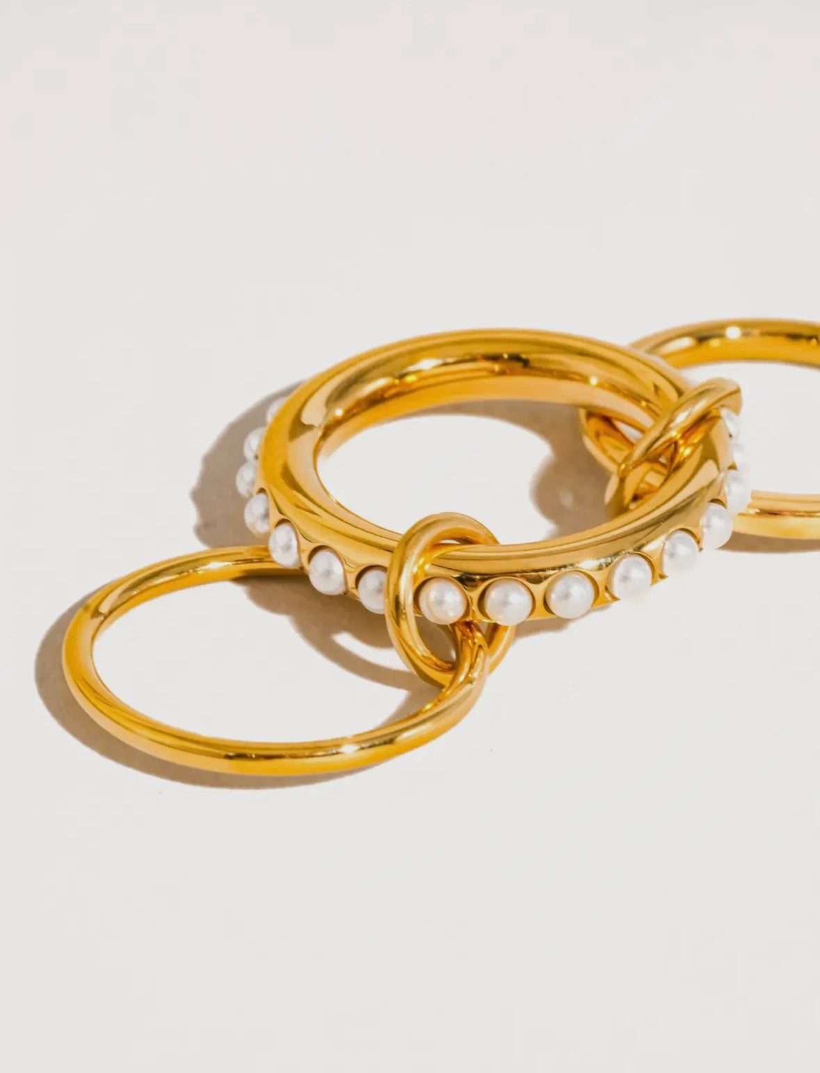 Danton 18K Gold Non-Tarnish Multi Stack Pearl Ring