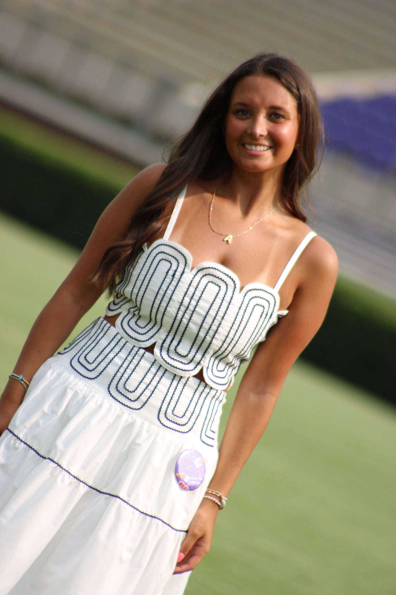 Southern Grace Embroidered Top & Midi Skirt Set - Black/White
