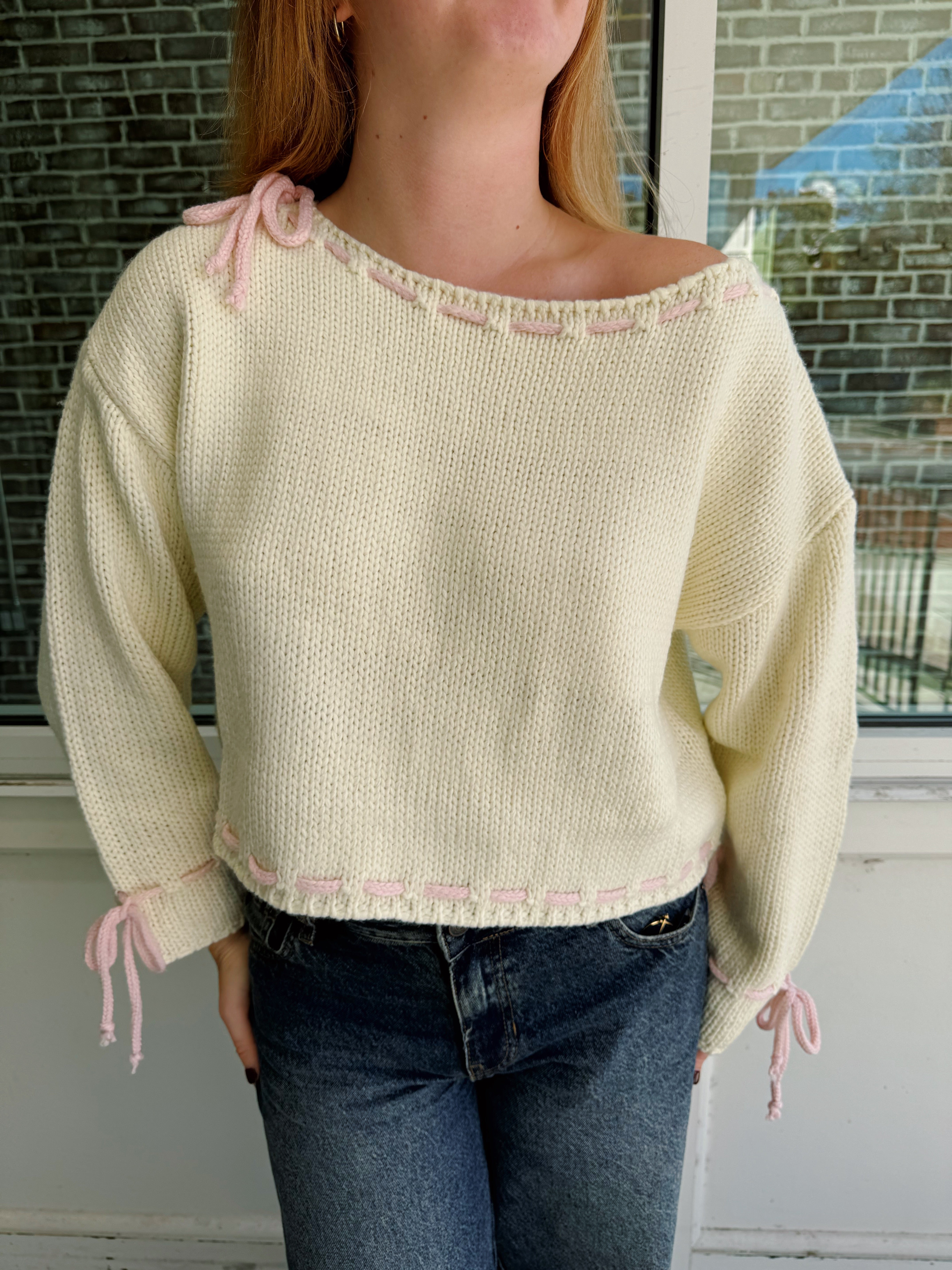 Mave Sweater - Ivory & Pink