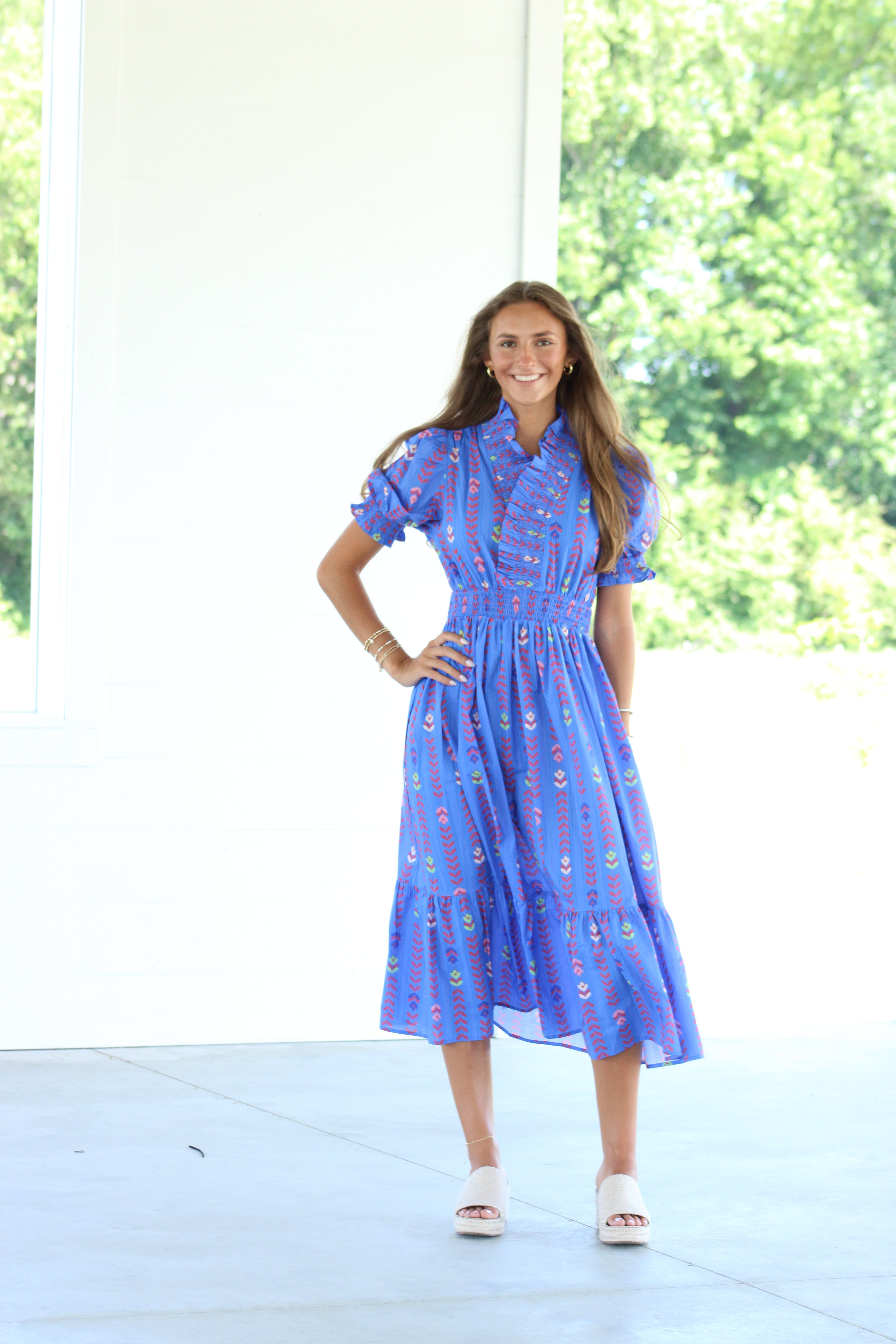 Glad You're Mine Midi Dress - Blue